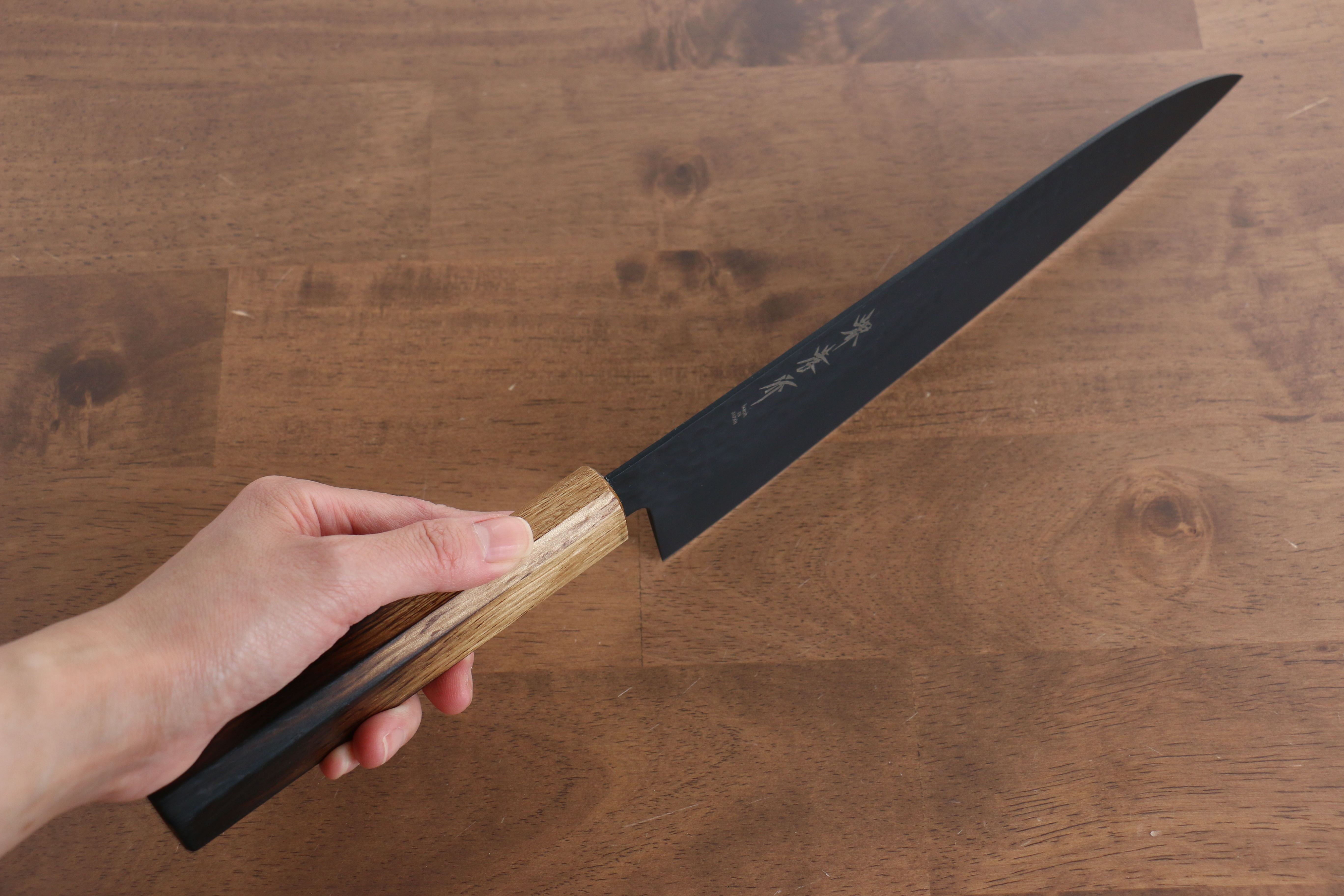 Sakai Takayuki Kurokage VG10 Hammered Teflon Coating Gyuto 240mm Burnt Oak Handle - Seisuke Knife