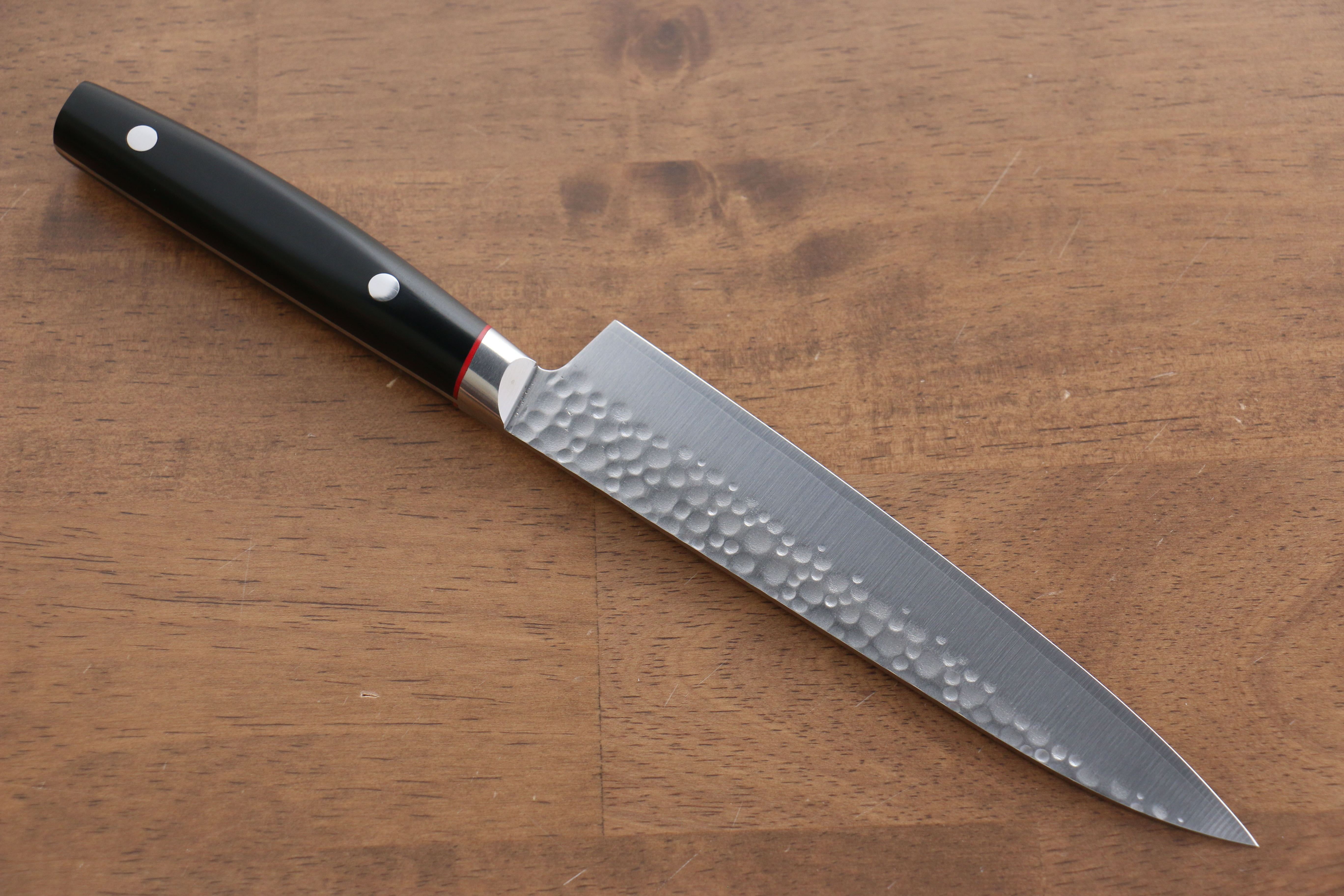 Seisuke PRO-J VG10 Hammered Petty-Utility 150mm Black Micarta Handle - Seisuke Knife