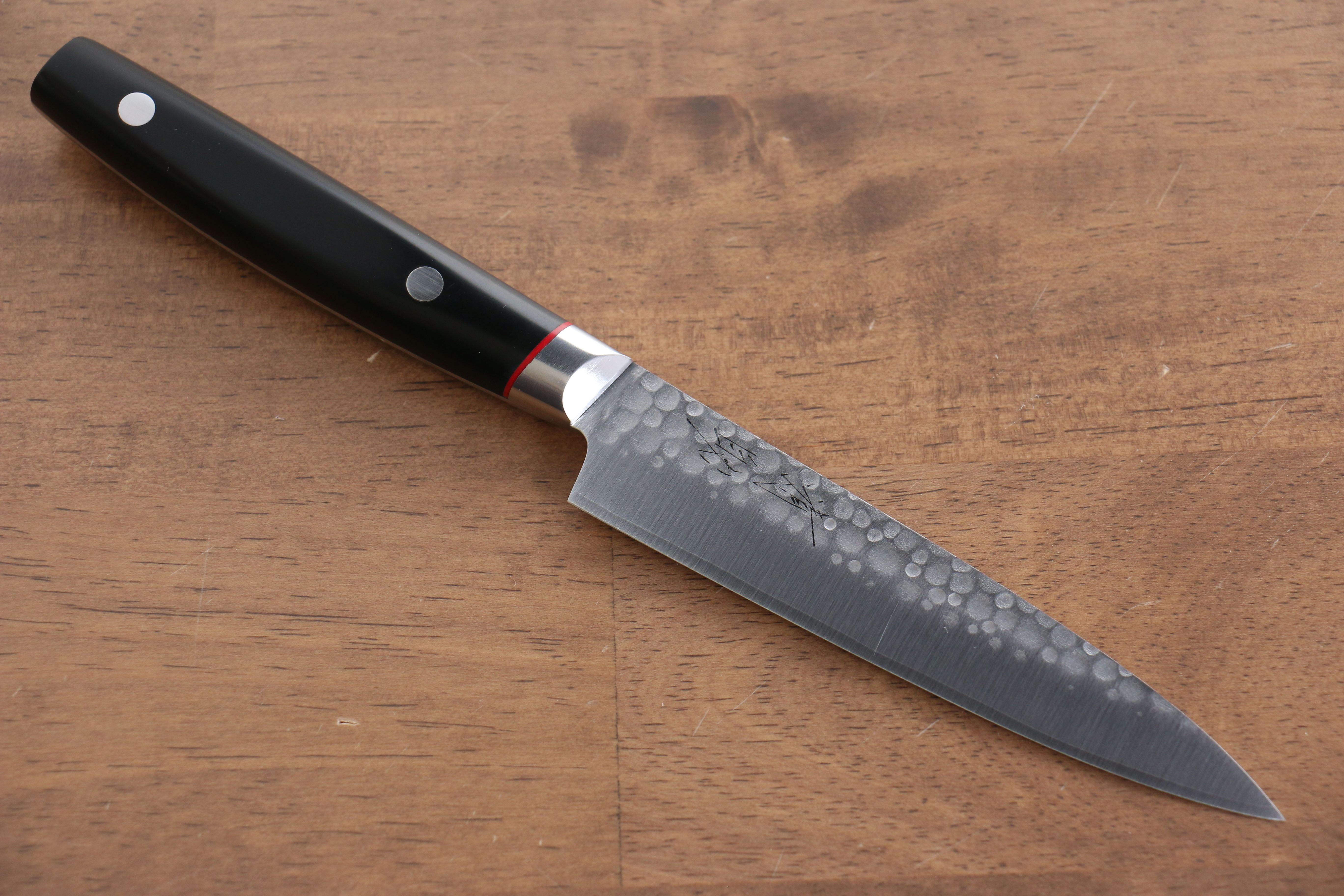 Seisuke PRO-J VG10 Hammered Petty-Utility 120mm Black Micarta Handle - Seisuke Knife
