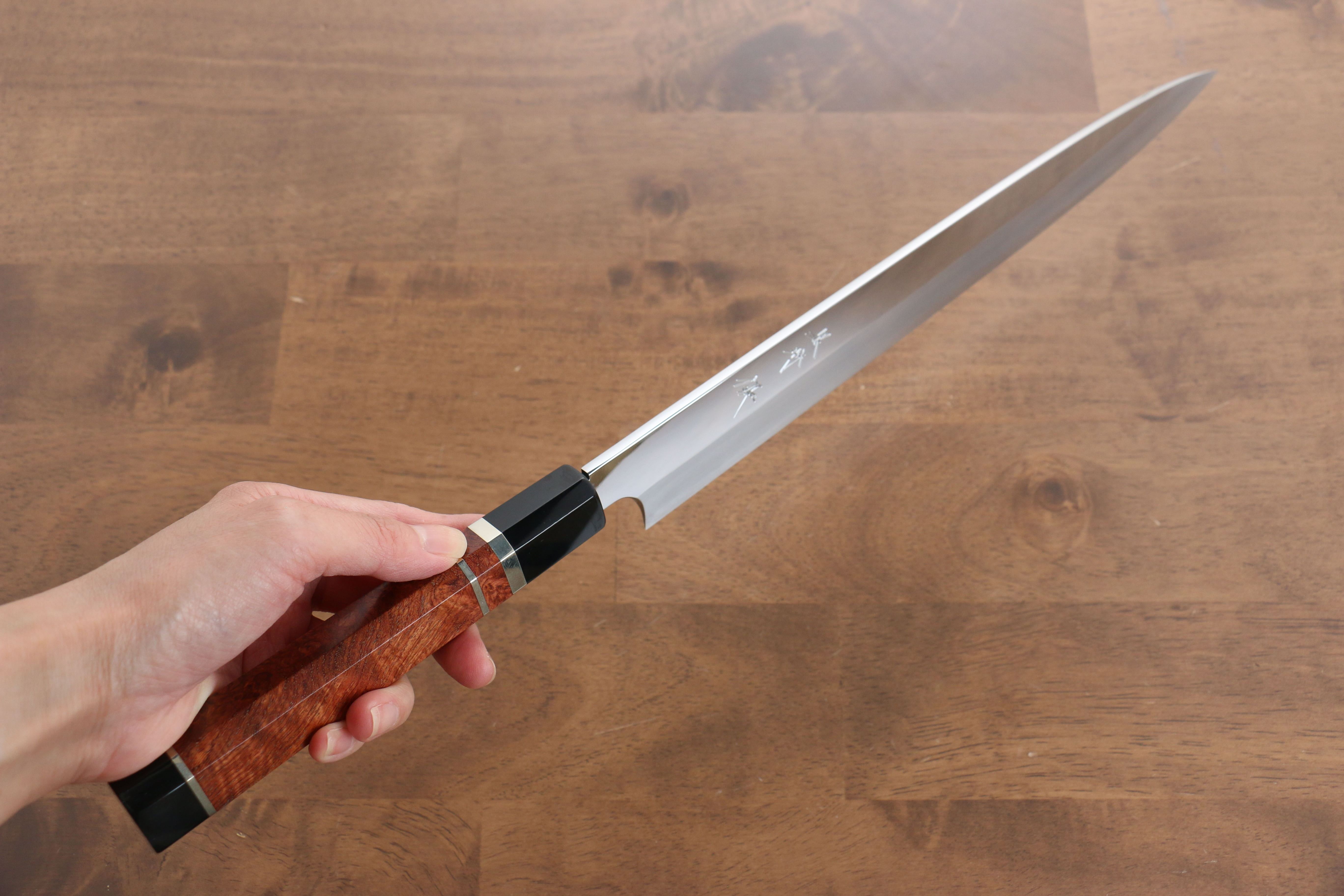 Yu Kurosaki Blue Steel No.2 Mirrored Finish Yanagiba 300mm Chinese Quince Handle - Seisuke Knife