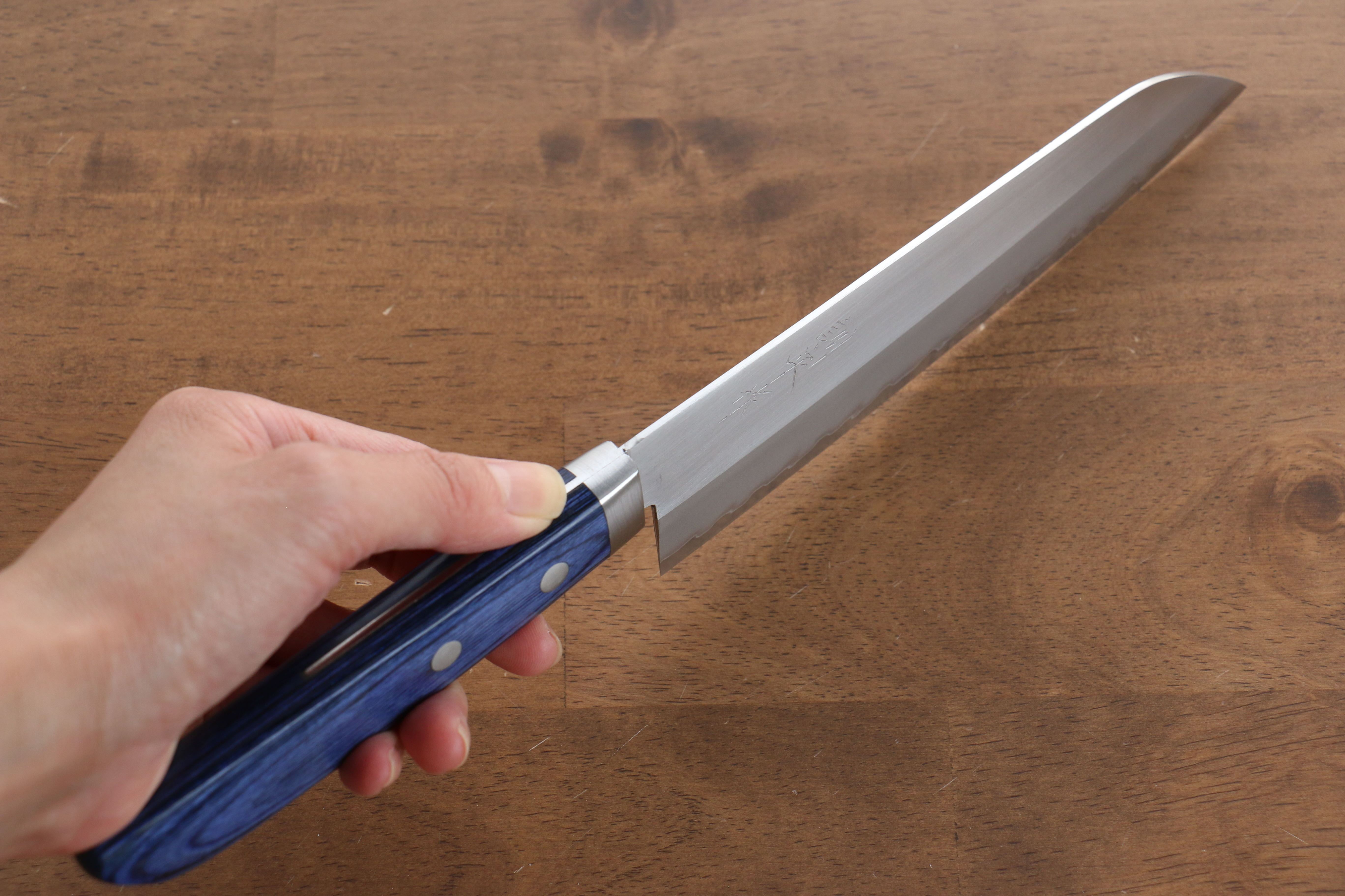 Kunihira VG1 Migaki Finished Santoku 170mm Blue Pakka wood Handle - Seisuke Knife
