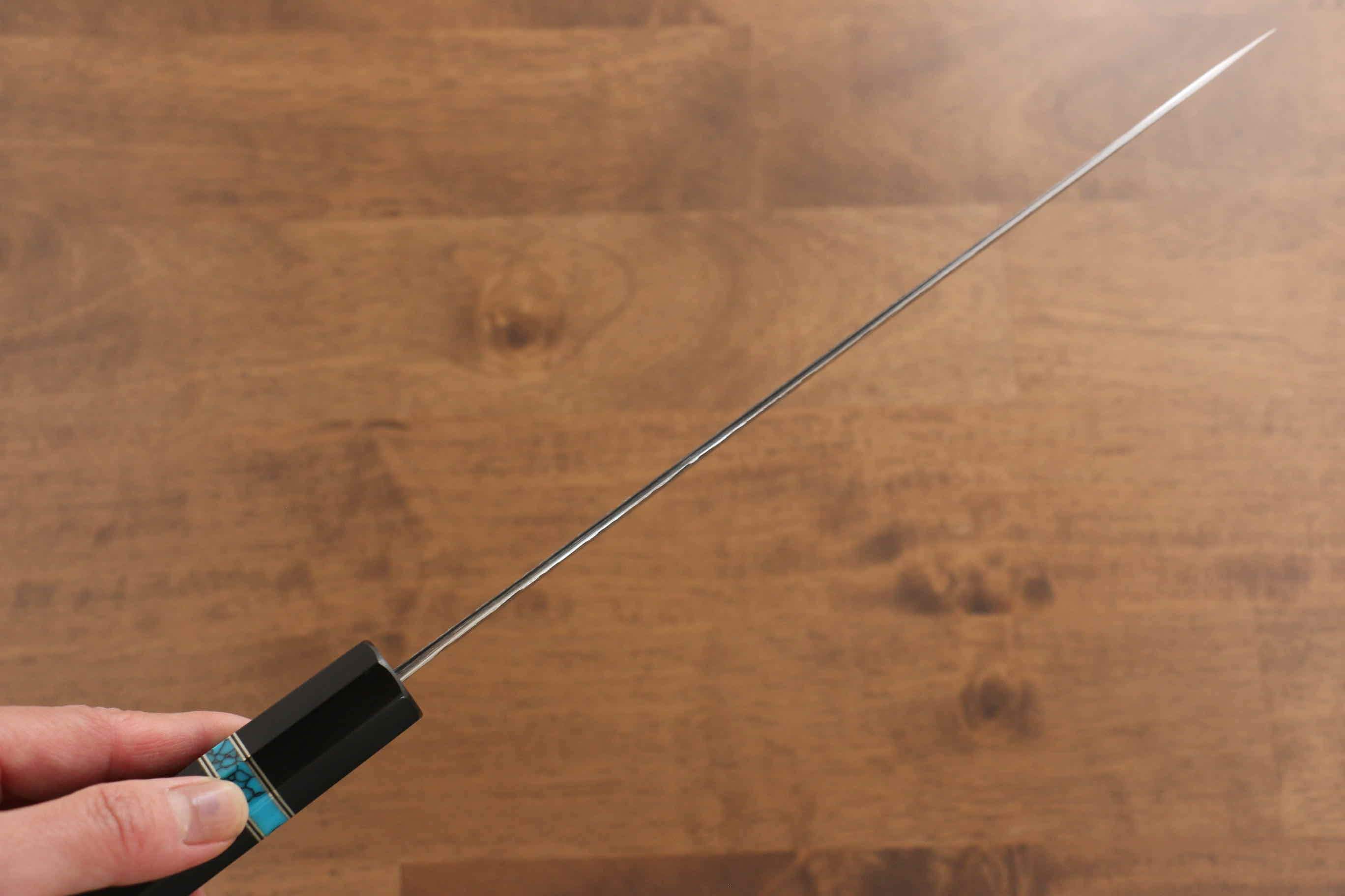 Yu Kurosaki Fujin VG10 Hammered Gyuto 240mm Ebony Wood(With Turquoise Ring) Handle - Seisuke Knife