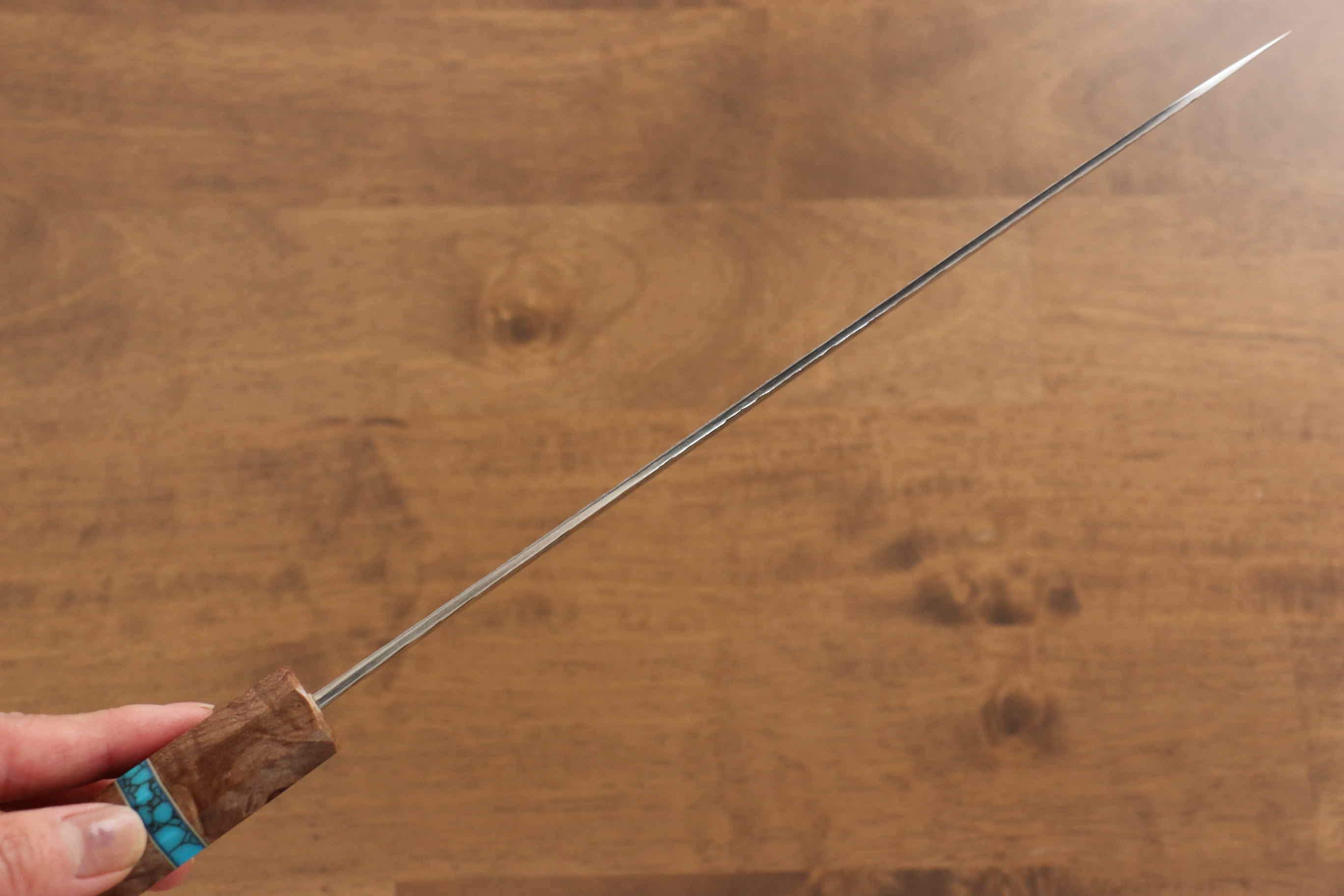 Yu Kurosaki Fujin VG10 Hammered Gyuto 240mm Maple(With turquoise ring Mokume) Handle - Seisuke Knife