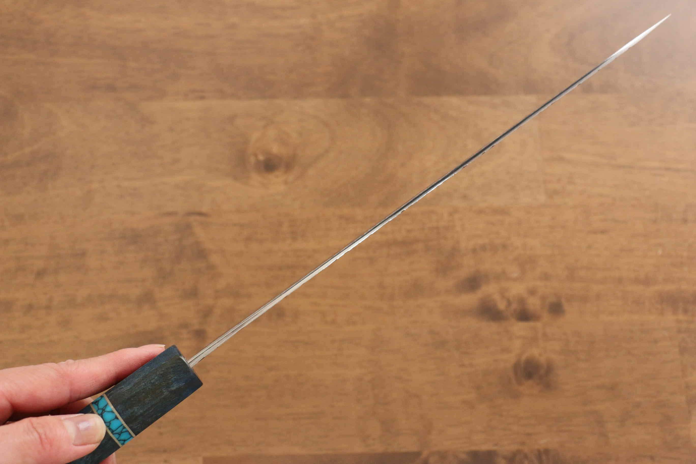 Yu Kurosaki Fujin VG10 Hammered Gyuto 240mm Maple(With turquoise ring Blue) Handle - Seisuke Knife
