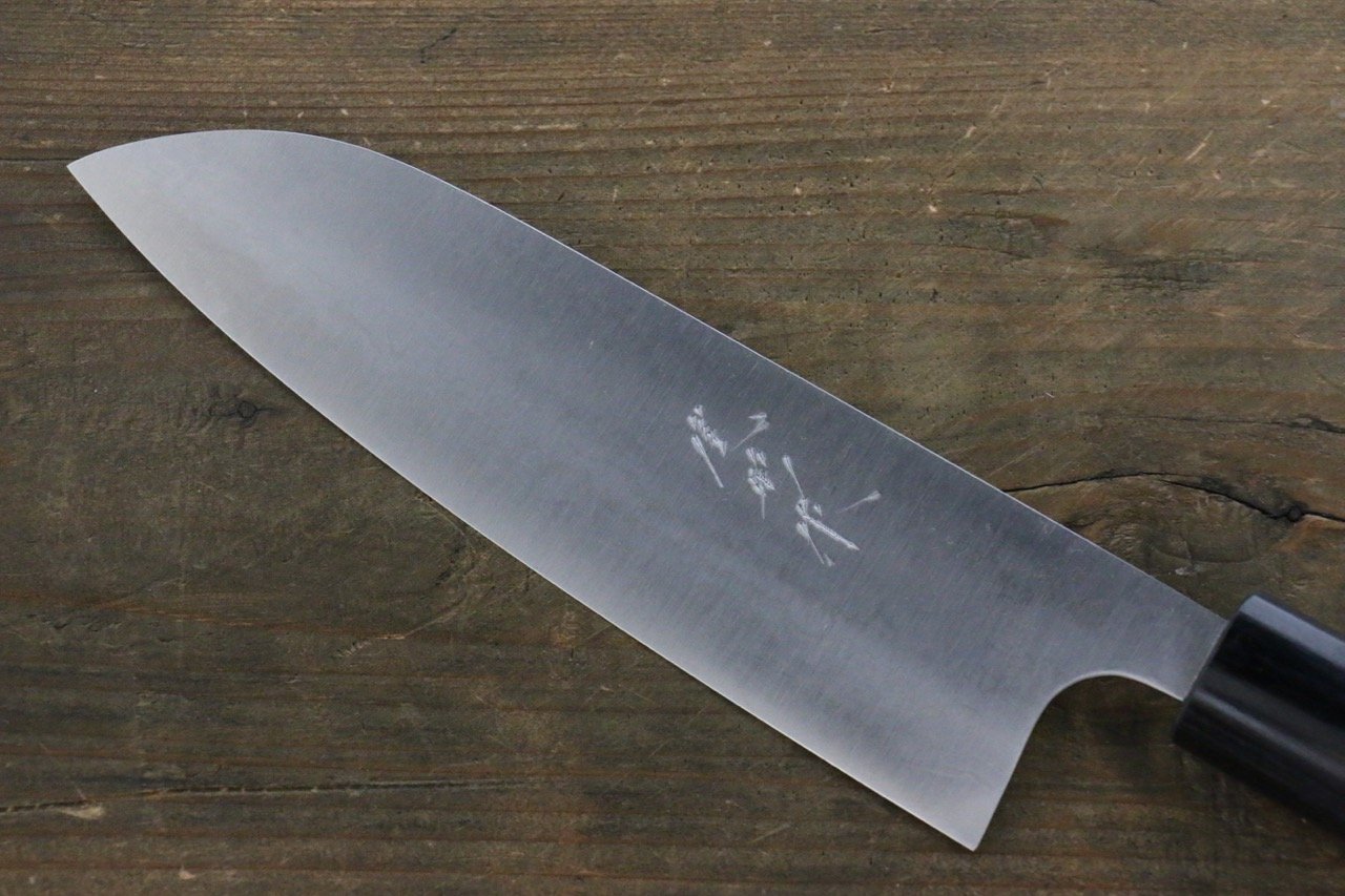 Shungo Ogata White Steel No.2 Damascus Santoku 165mm Shitan Handle - Seisuke Knife