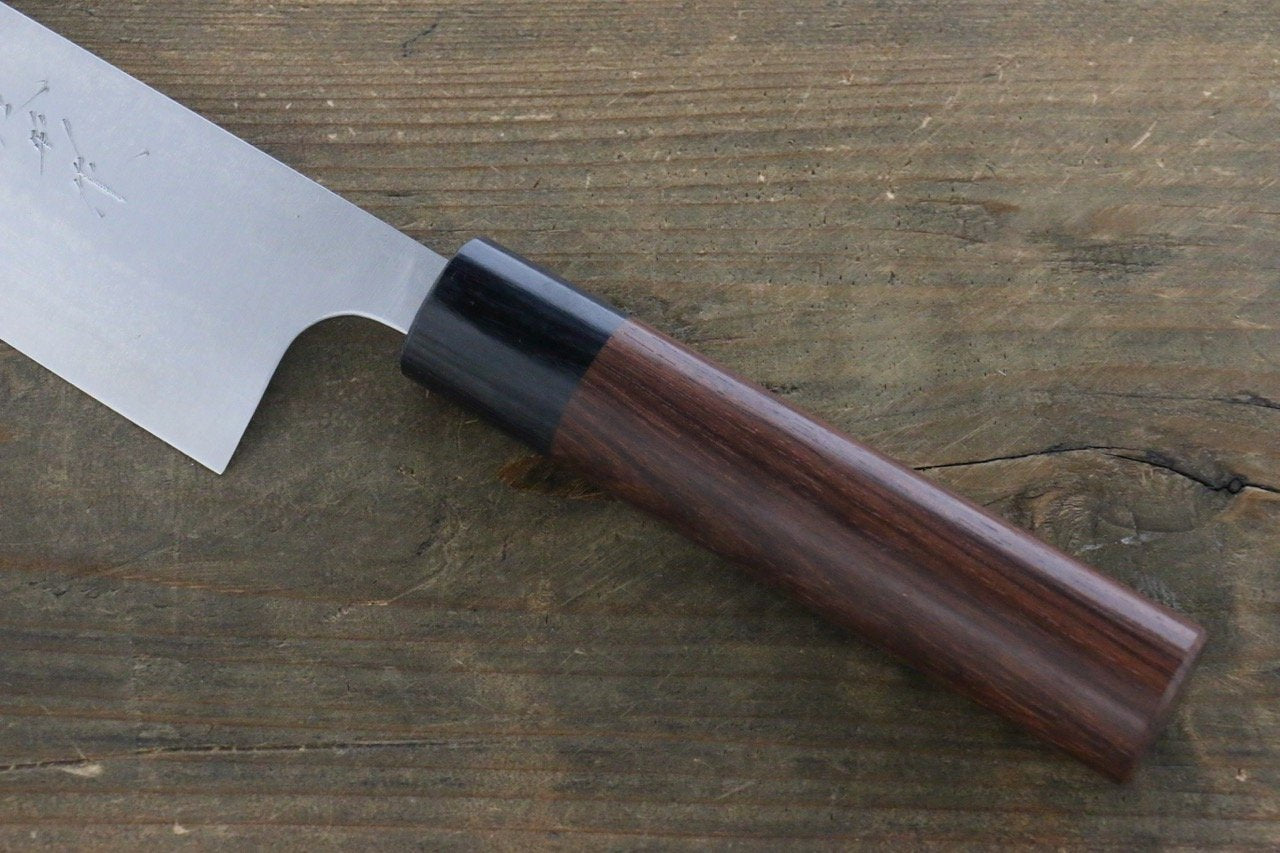 Shungo Ogata White Steel No.2 Damascus Santoku 165mm Shitan Handle - Seisuke Knife