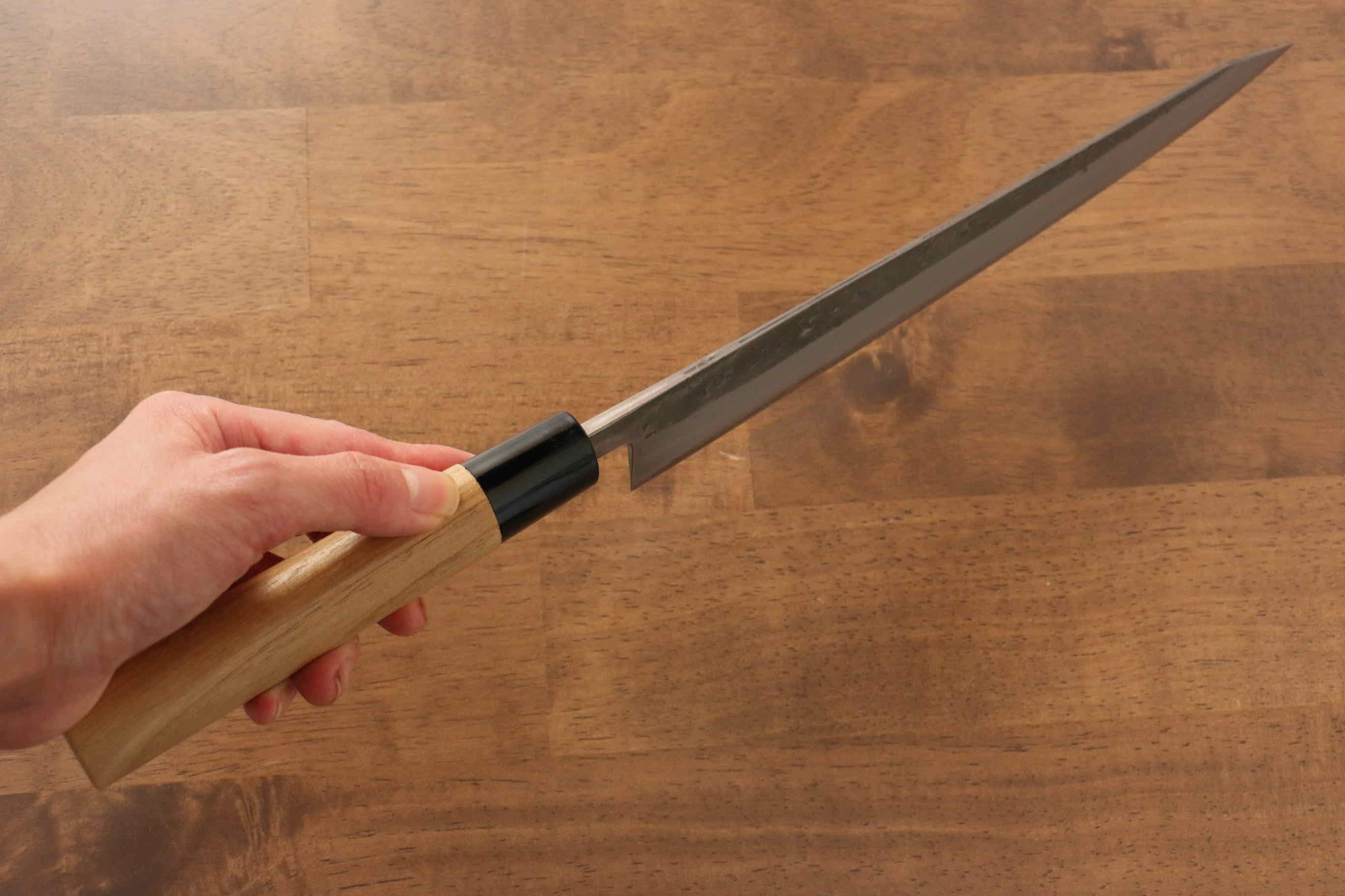 Seisuke Blue Steel No.2 Nashiji Sujihiki 240mm Chestnut Handle - Seisuke Knife