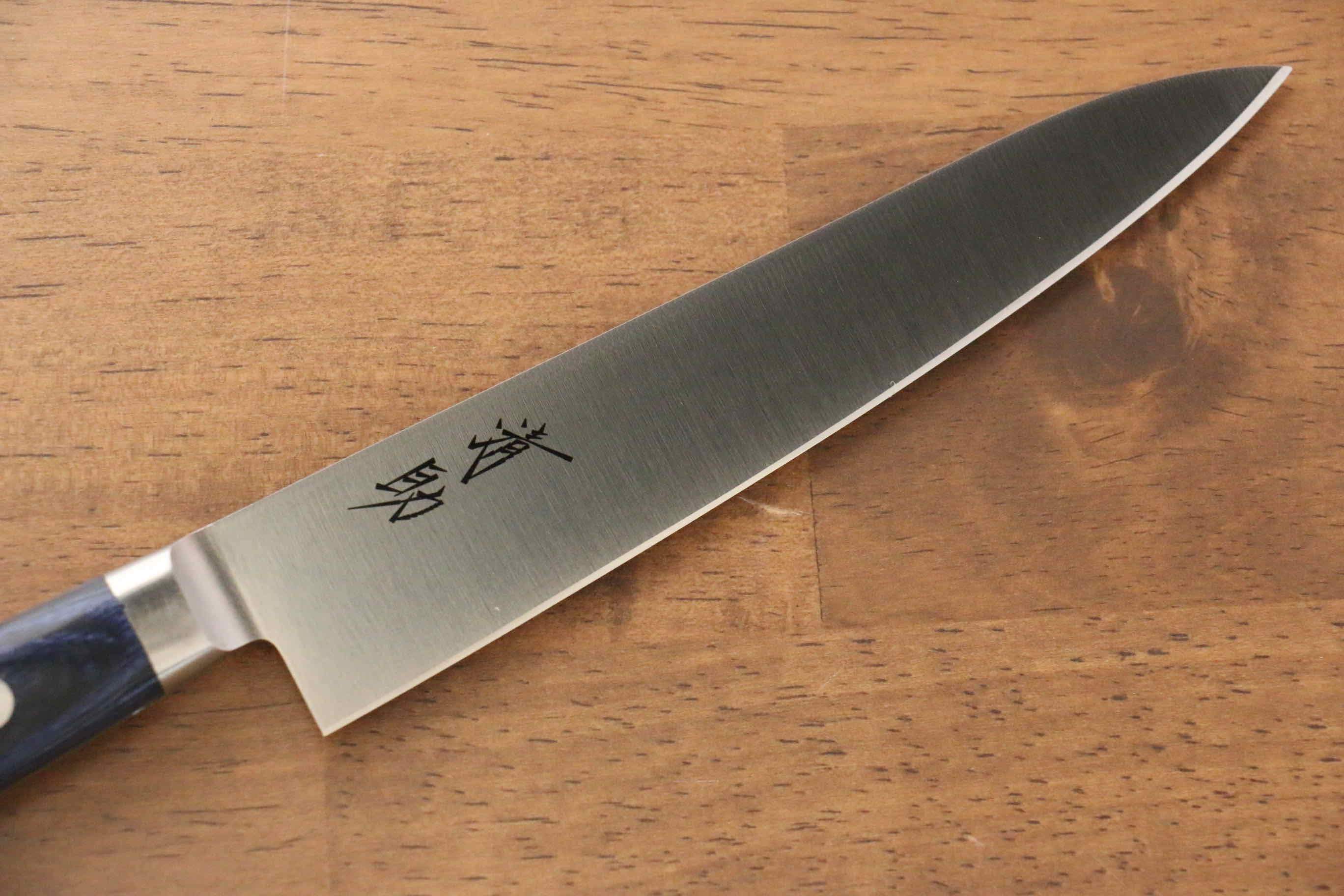 Seisuke Seiten Molybdenum Petty-Utility 150mm Blue Pakkawood Handle with Sheath - Seisuke Knife