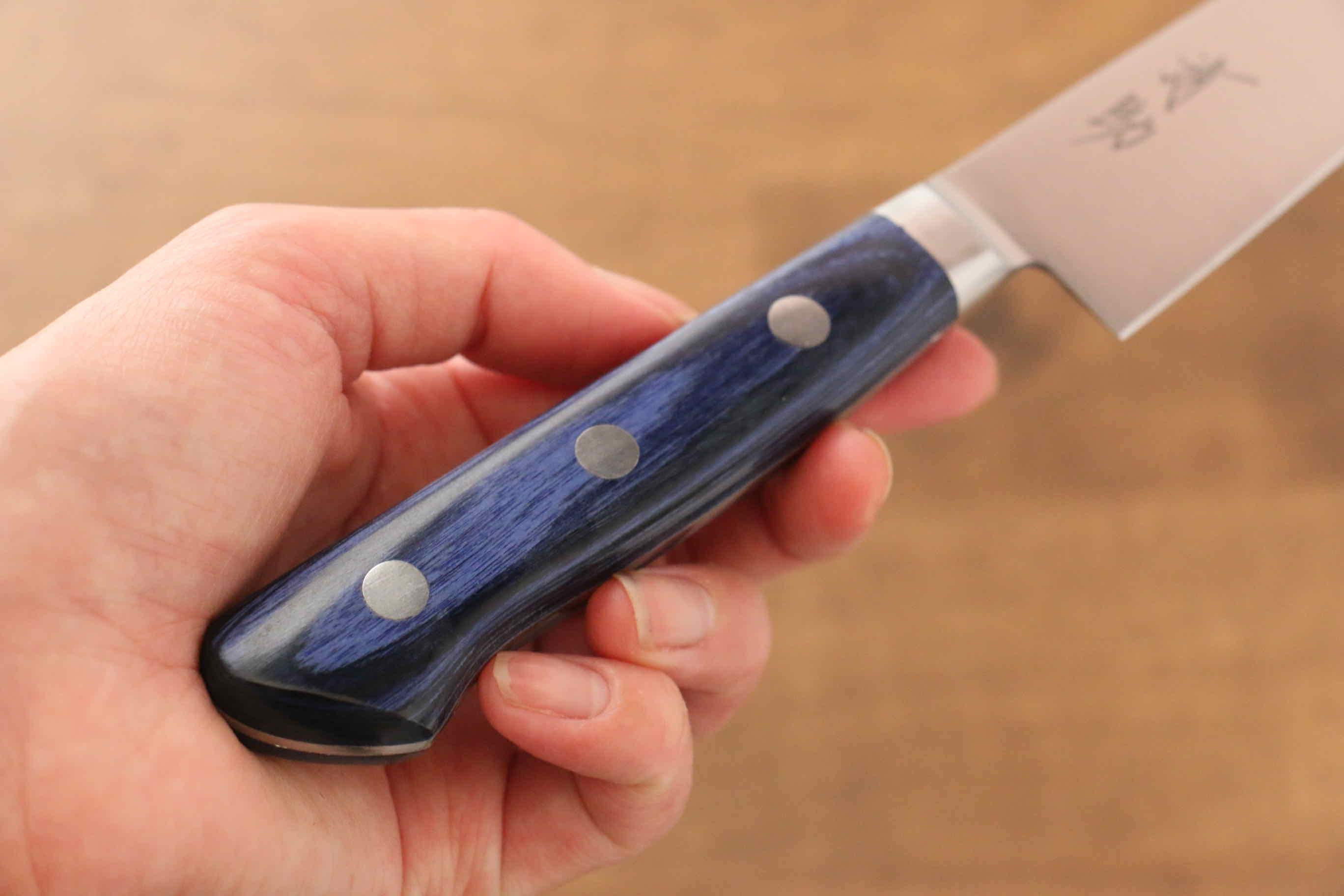 Seisuke Seiten Molybdenum Petty-Utility 150mm Blue Pakkawood Handle with Sheath - Seisuke Knife