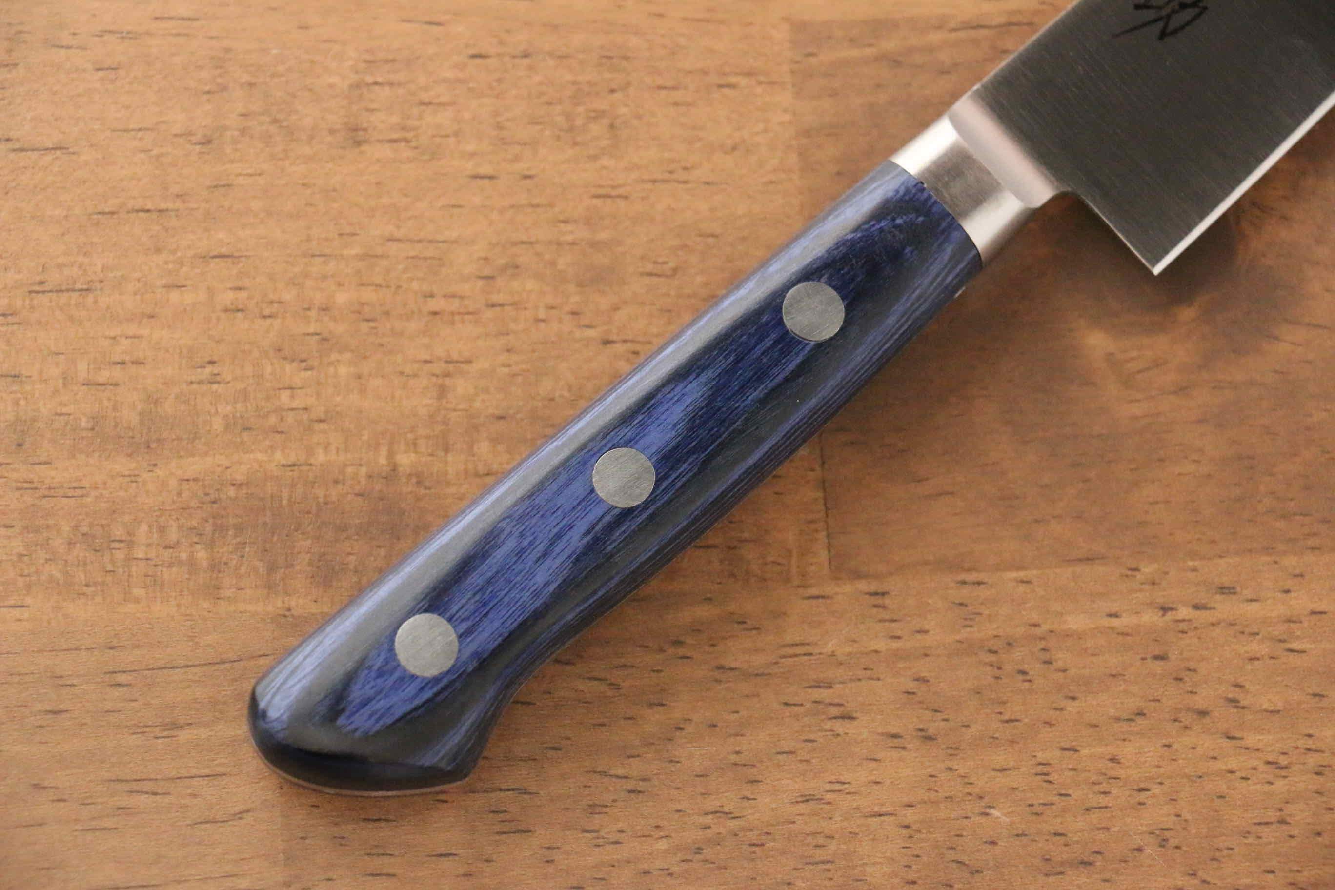 Seisuke Seiten Molybdenum Petty-Utility 150mm Blue Pakkawood Handle with Sheath - Seisuke Knife