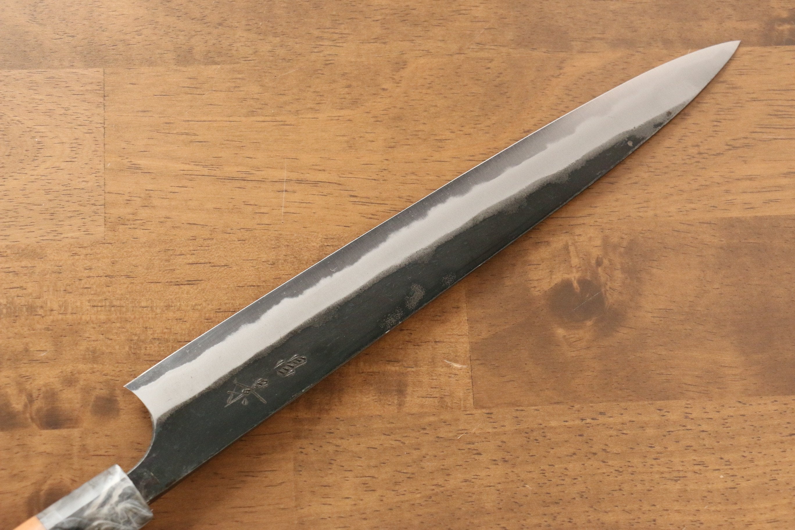 Masakage Mizu Blue Steel No.2 Black Finished Sujihiki 270mm with American Cherry Handle - Seisuke Knife