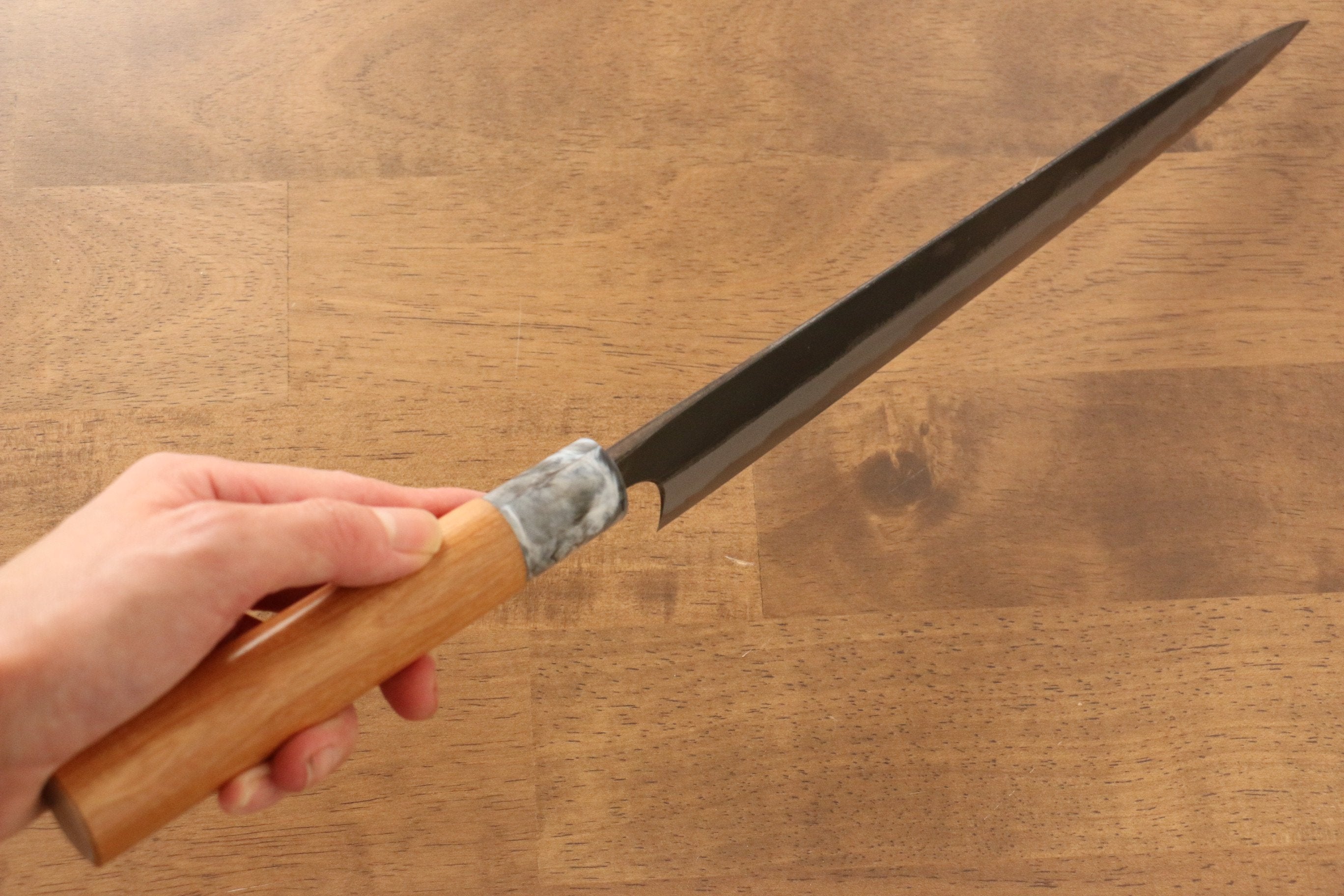 Masakage Mizu Blue Steel No.2 Black Finished Sujihiki 270mm with American Cherry Handle - Seisuke Knife