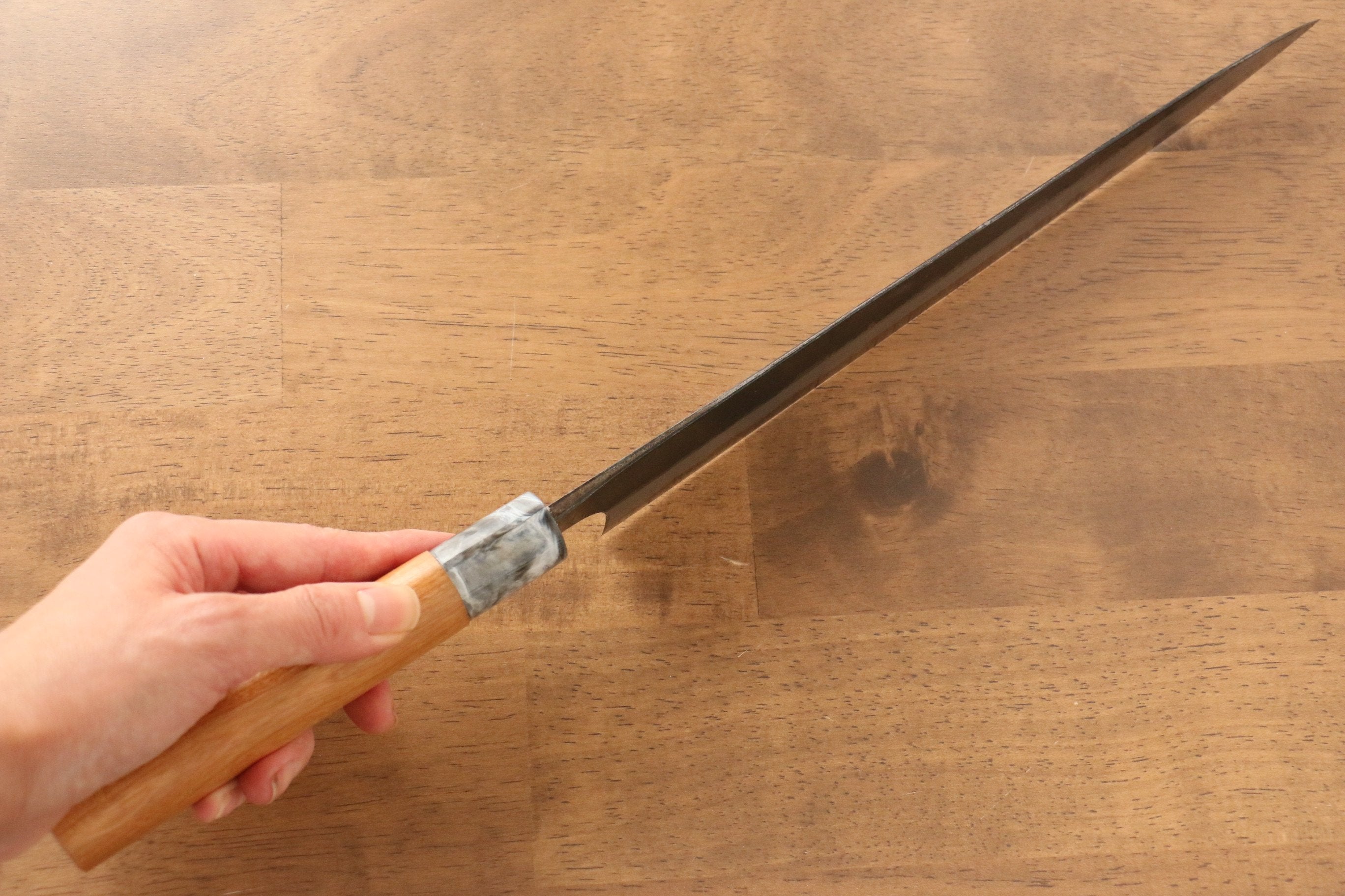 Masakage Mizu Blue Steel No.2 Black Finished Sujihiki 270mm with American Cherry Handle - Seisuke Knife