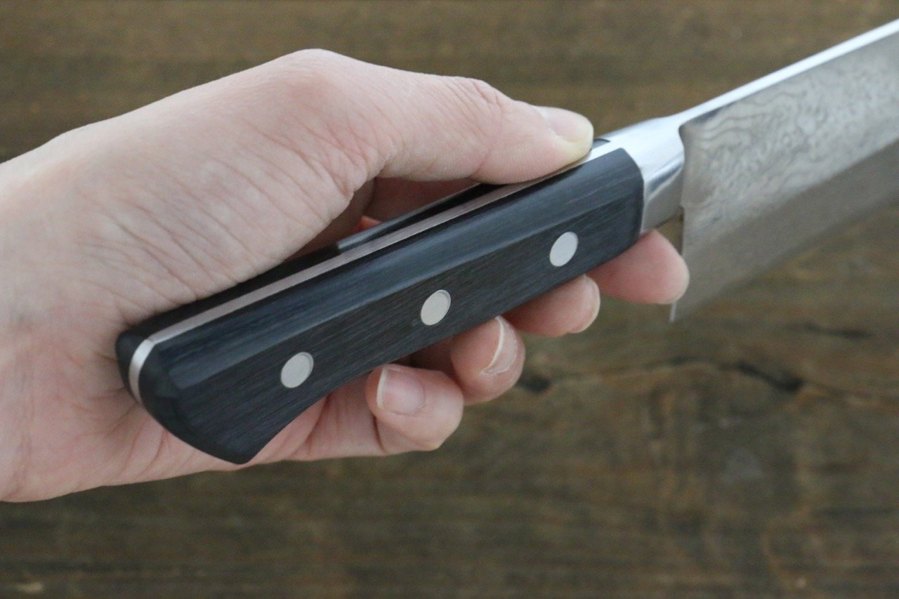 Takayuki Iwai VG10 Fumon Damascus Santoku Japanese Chef Knife 165mm - Seisuke Knife