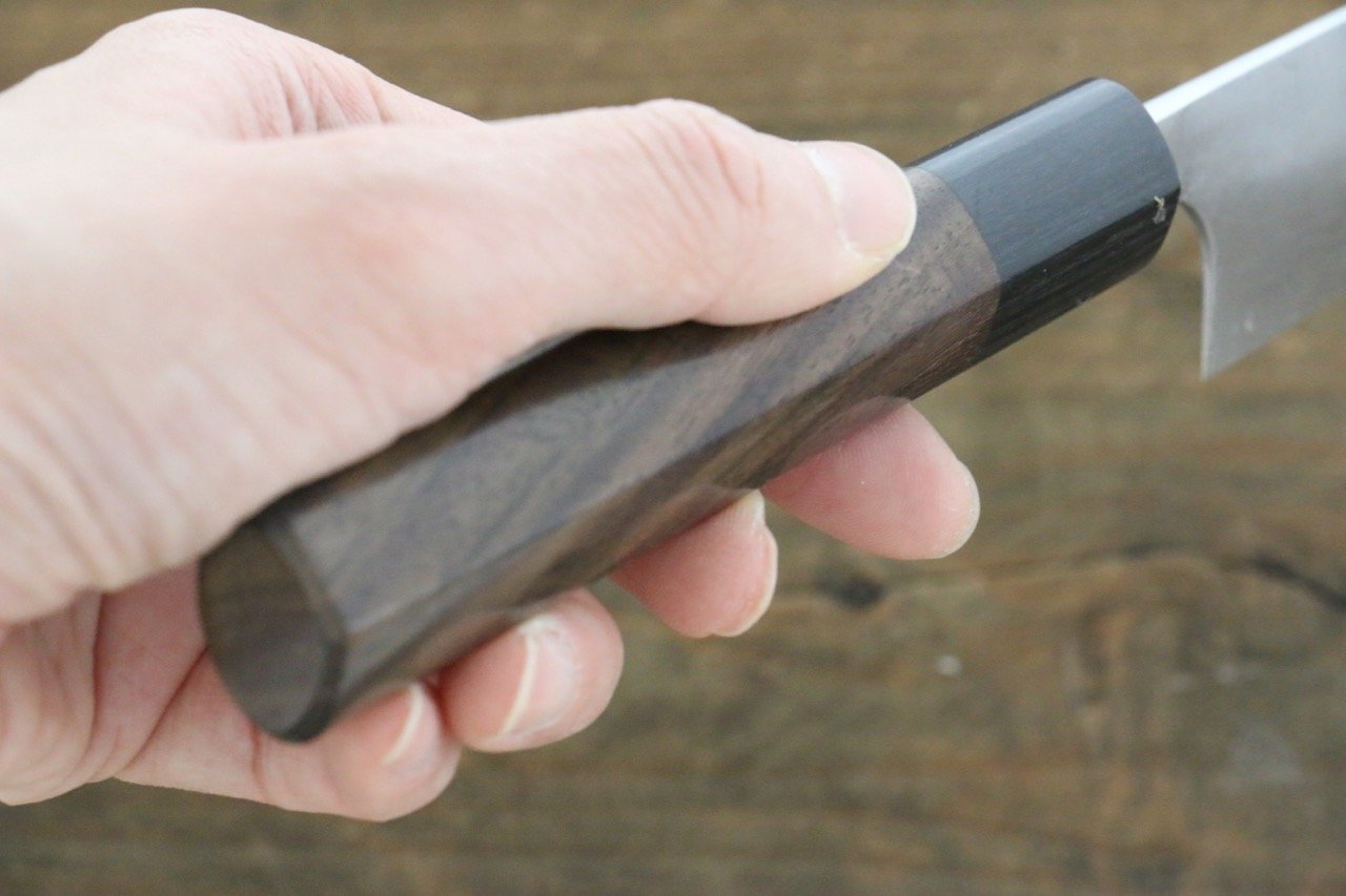 Shungo Ogata White Steel No.2 Damascus Petty-Utility 135mm Shitan Handle - Seisuke Knife