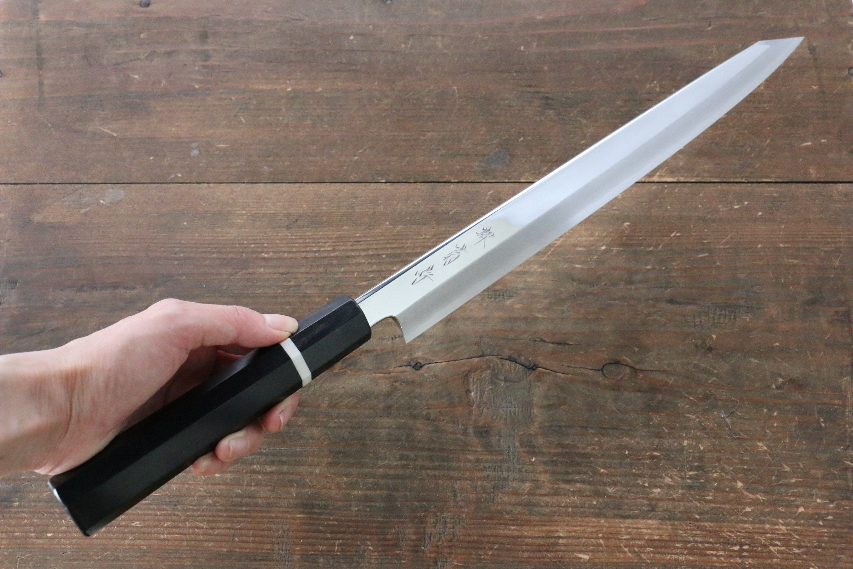 Sakai Kikumori SG2 Mirrored Finish Kiritsuke Yanagiba 300mm Ebony Wood Handle - Seisuke Knife