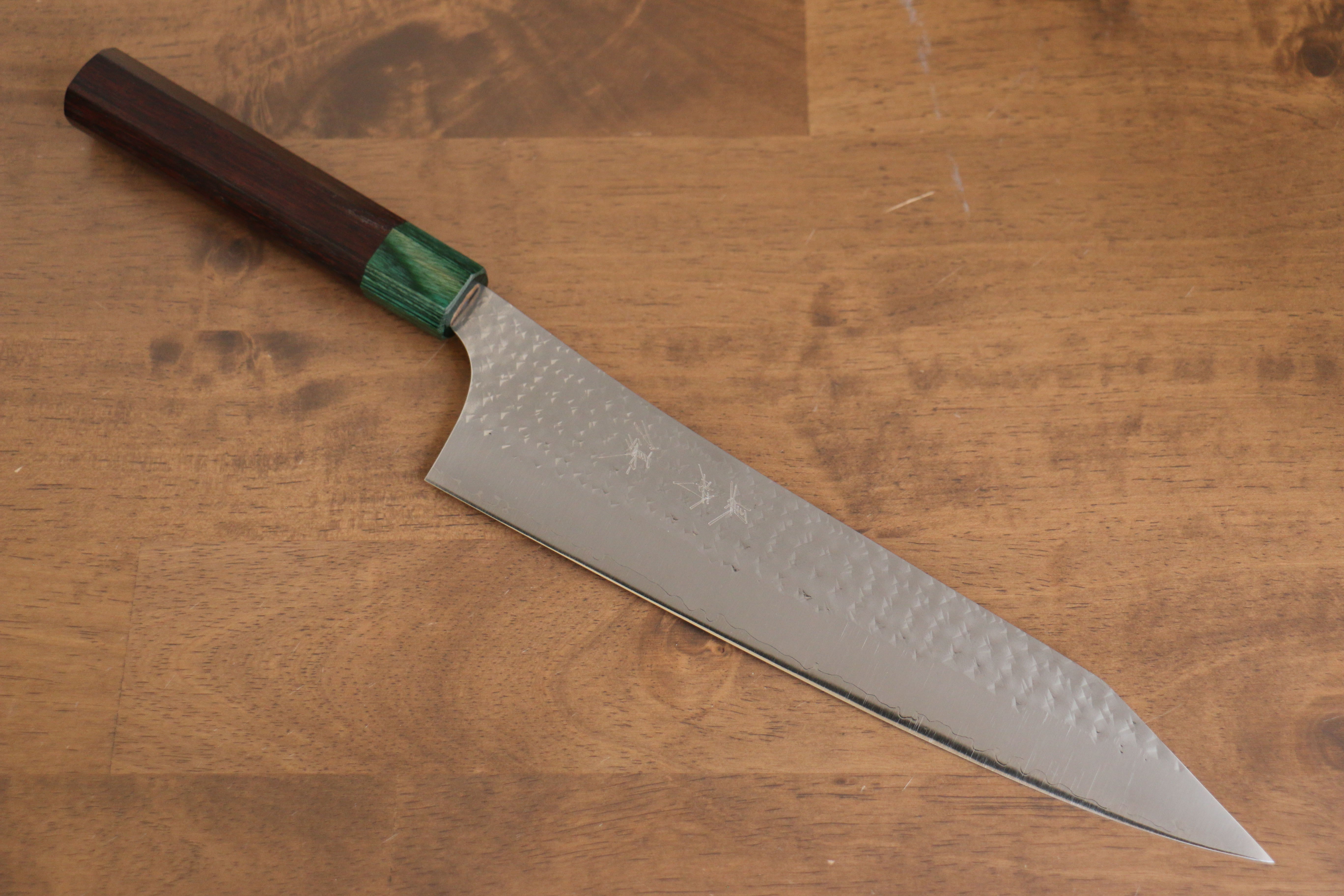 Yu Kurosaki Senko Ei SG2 Hammered Gyuto 240mm Shitan Handle (Green) - Seisuke Knife