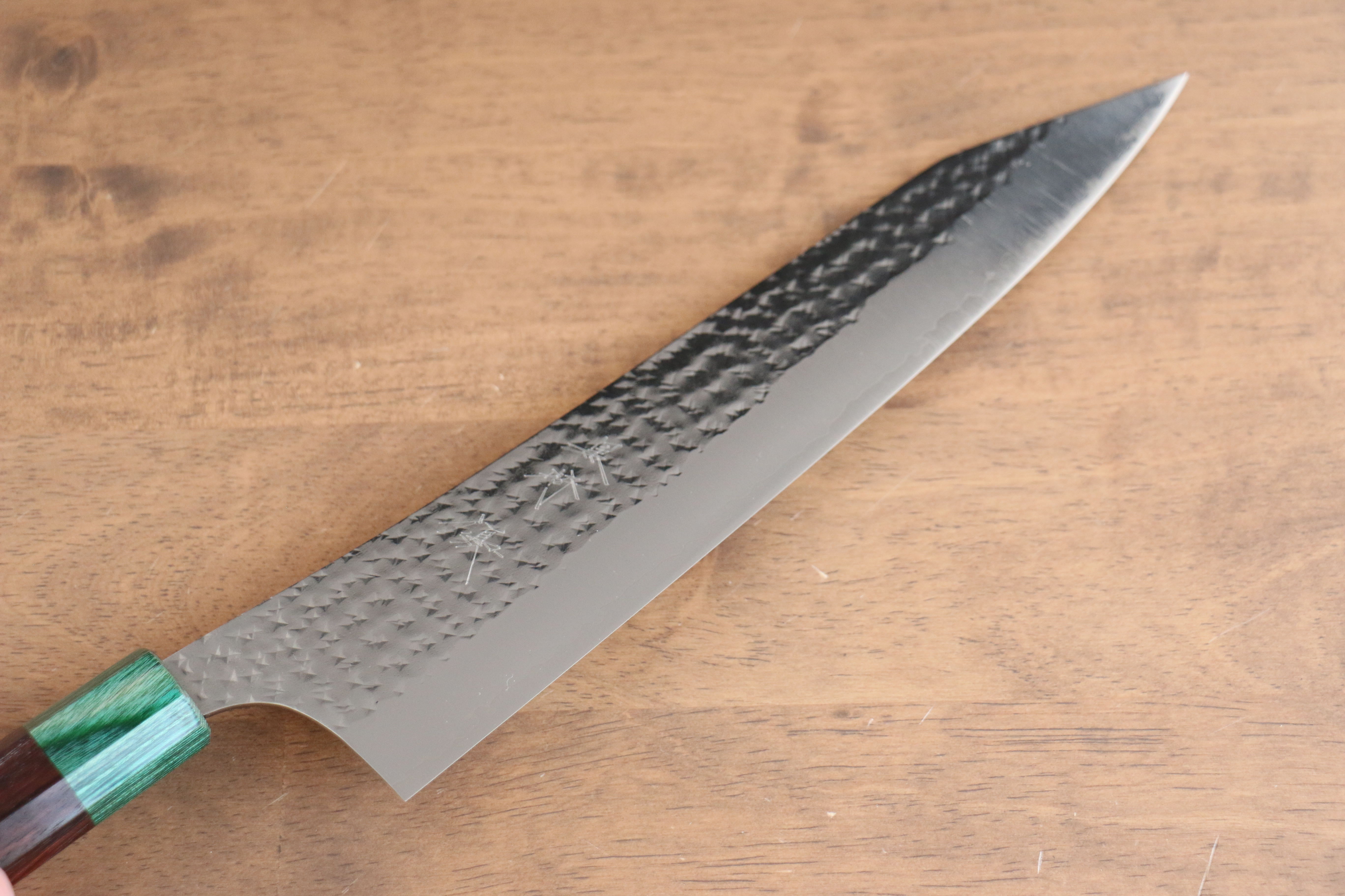Yu Kurosaki Senko Ei SG2 Hammered Gyuto 240mm Shitan Handle (Green) - Seisuke Knife