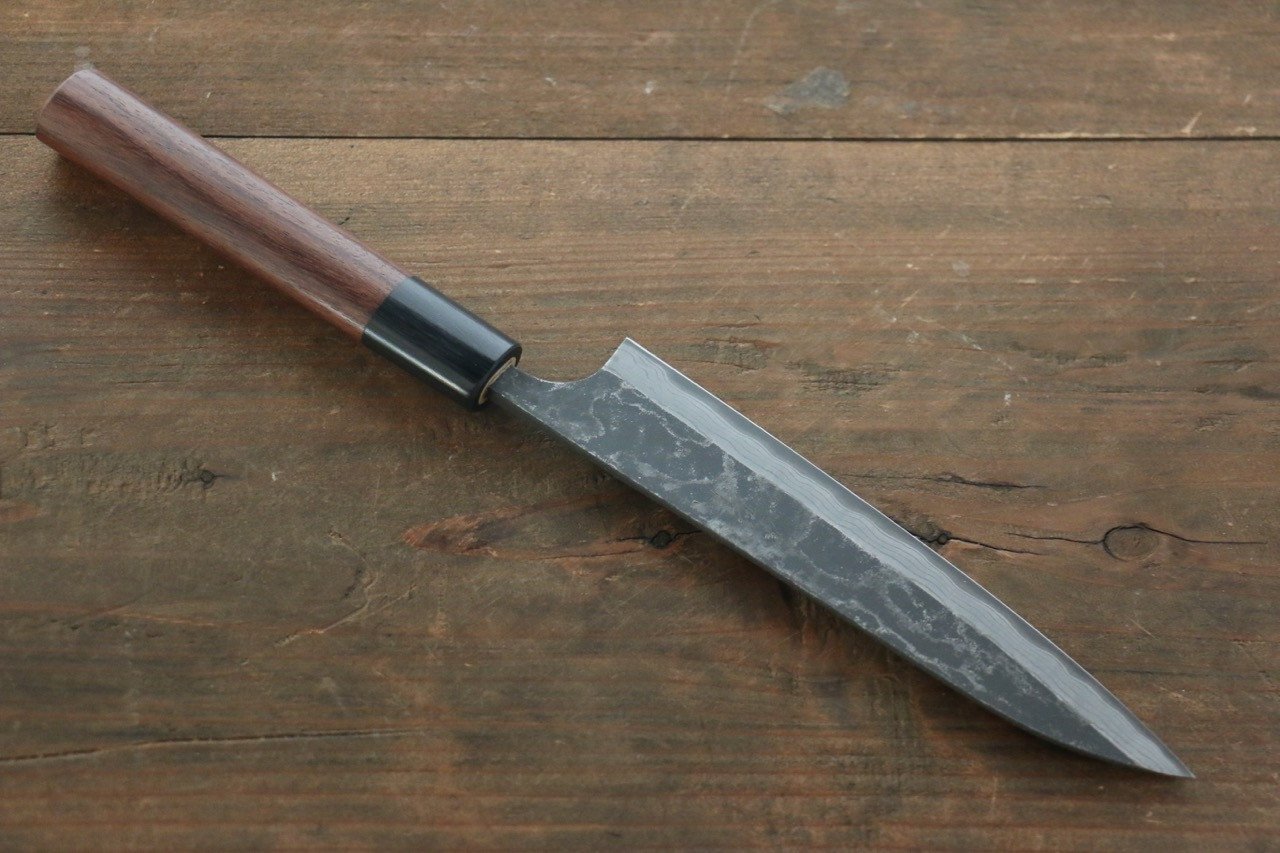 Shungo Ogata White Steel No.2 Kurouchi Damascus Petty-Utility 150mm Shitan Handle - Seisuke Knife