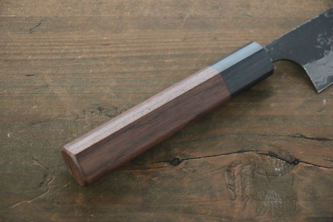 Shungo Ogata White Steel No.2 Kurouchi Damascus Petty-Utility 150mm Shitan Handle - Seisuke Knife