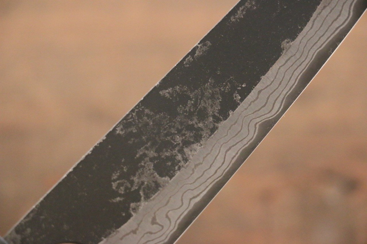 Shungo Ogata White Steel No.2 Kurouchi Damascus Petty-Utility 150mm Shitan Handle - Seisuke Knife