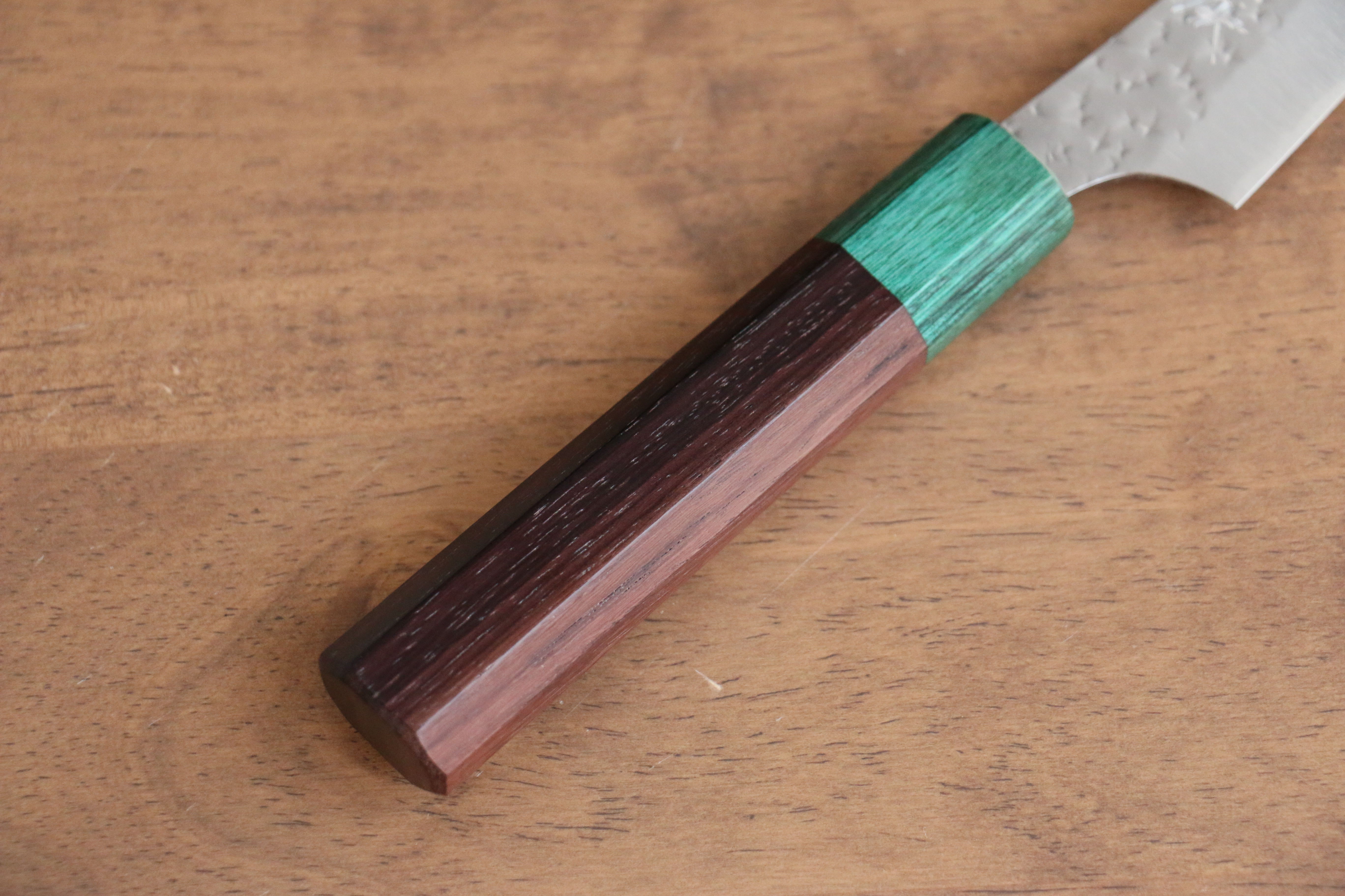 Yu Kurosaki Senko Ei SG2 Hammered Petty-Utility 130mm Shitan (ferrule: Green Pakka wood) Handle - Seisuke Knife