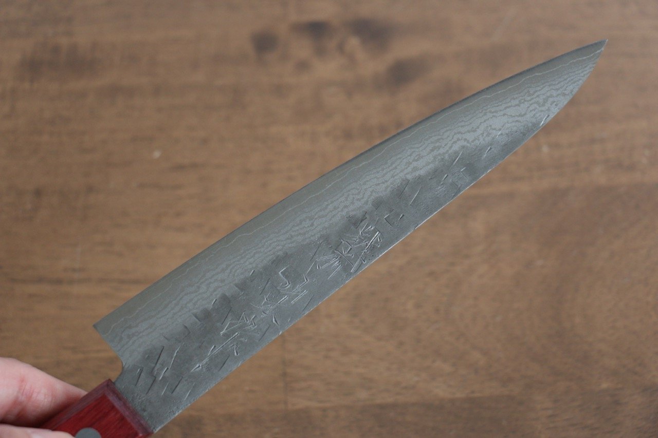 Nao Yamamoto VG10 Hammered Damascus Nashiji Petty-Utility 160mm Red Pakkawood Handle - Seisuke Knife