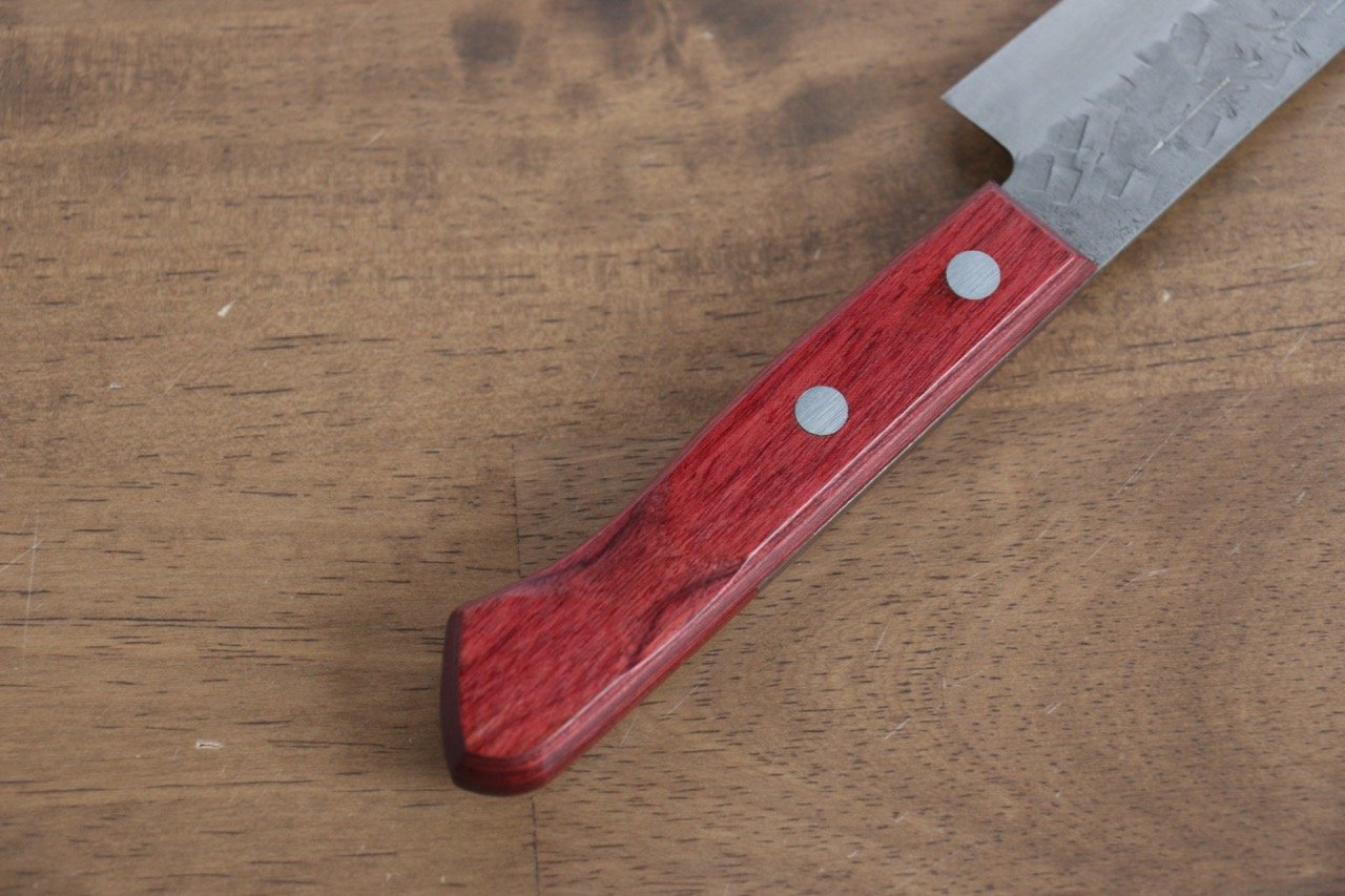 Nao Yamamoto VG10 Hammered Damascus Nashiji Petty-Utility 160mm Red Pakkawood Handle - Seisuke Knife