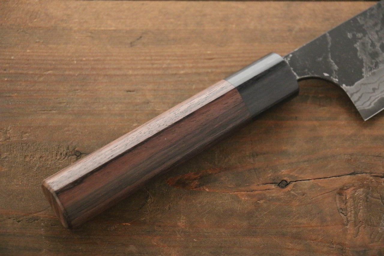 Shungo Ogata White Steel No.2 Kurouchi Damascus Bunka 180mm Shitan Handle - Seisuke Knife