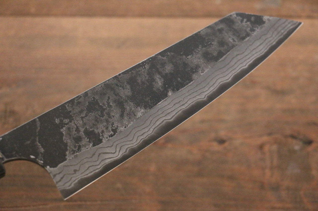 Shungo Ogata White Steel No.2 Kurouchi Damascus Bunka 180mm Shitan Handle - Seisuke Knife