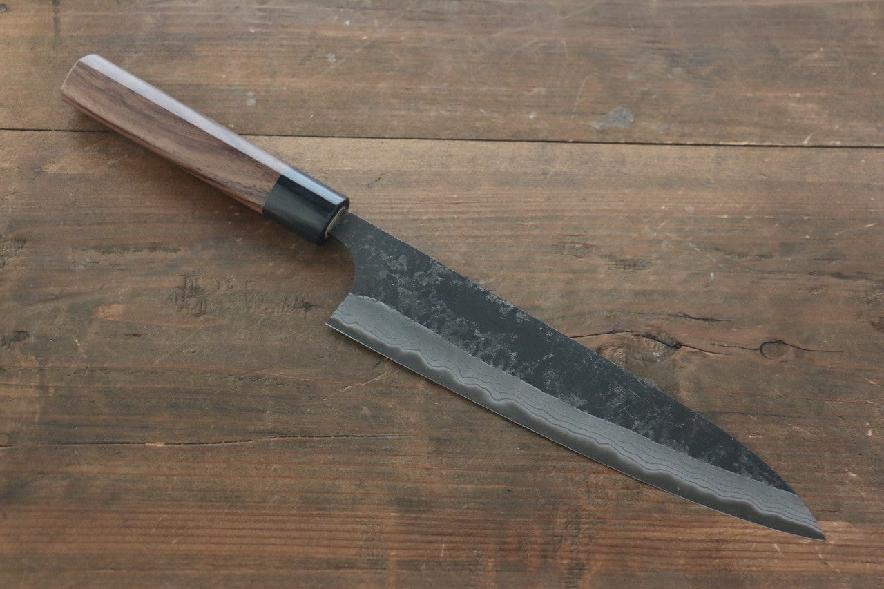 Shungo Ogata White Steel No.2 Kurouchi Damascus Gyuto 210mm Shitan Handle - Seisuke Knife
