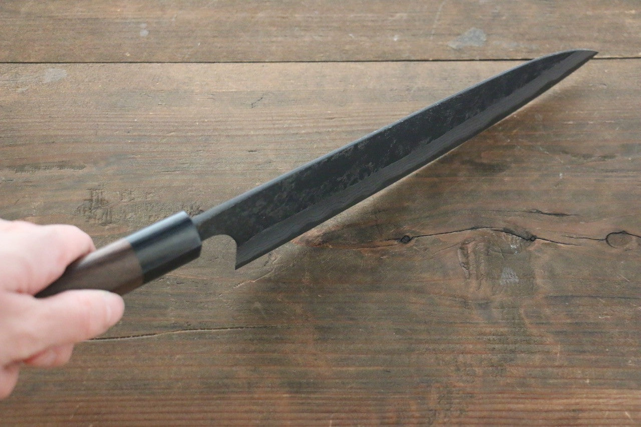 Shungo Ogata White Steel No.2 Kurouchi Damascus Gyuto 210mm Shitan Handle - Seisuke Knife