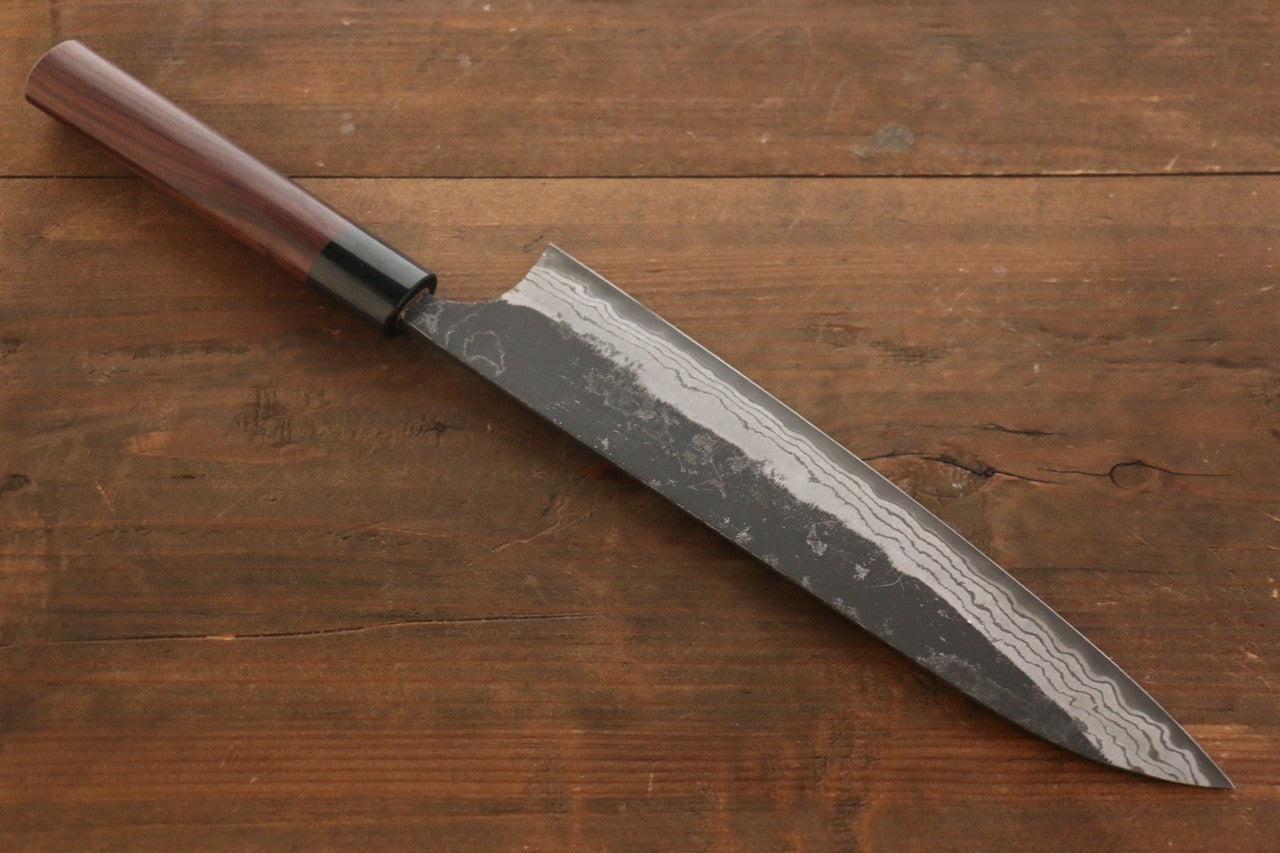 Shungo Ogata White Steel No.2 Kurouchi Damascus Gyuto 240mm Shitan Handle - Seisuke Knife