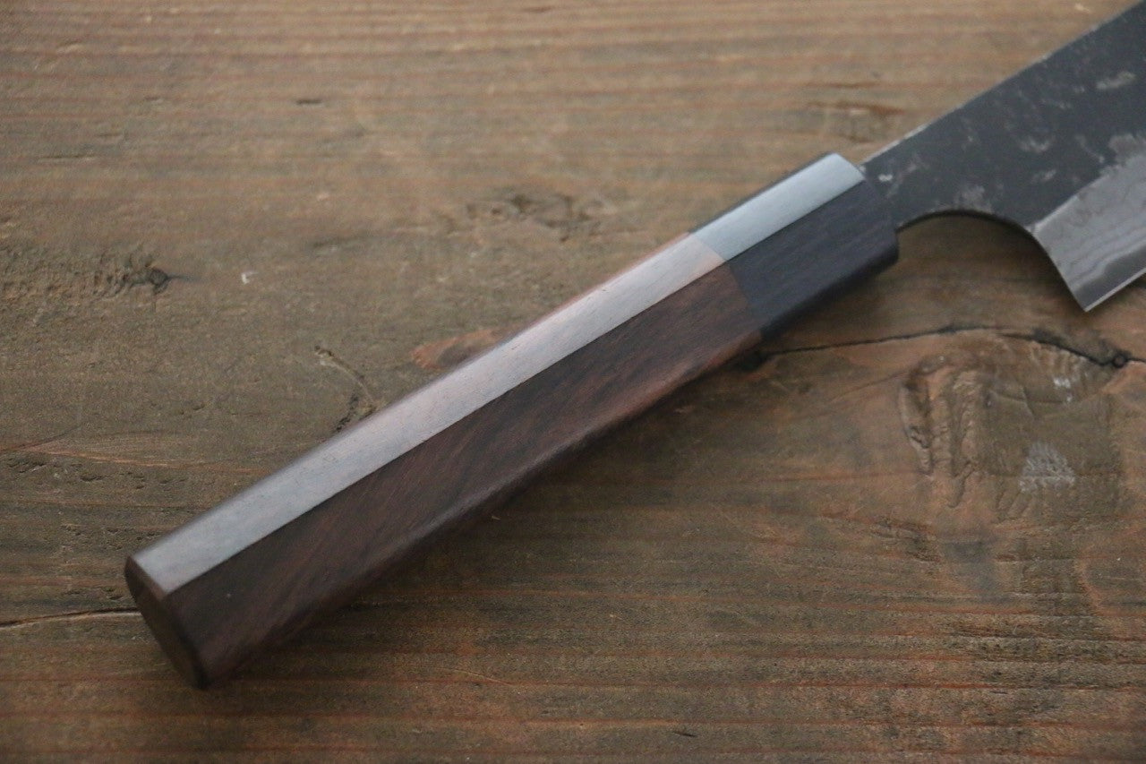 Shungo Ogata White Steel No.2 Kurouchi Damascus Sujihiki 240mm Shitan Handle - Seisuke Knife