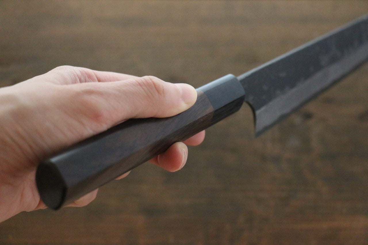 Shungo Ogata White Steel No.2 Kurouchi Damascus Sujihiki 240mm Shitan Handle - Seisuke Knife