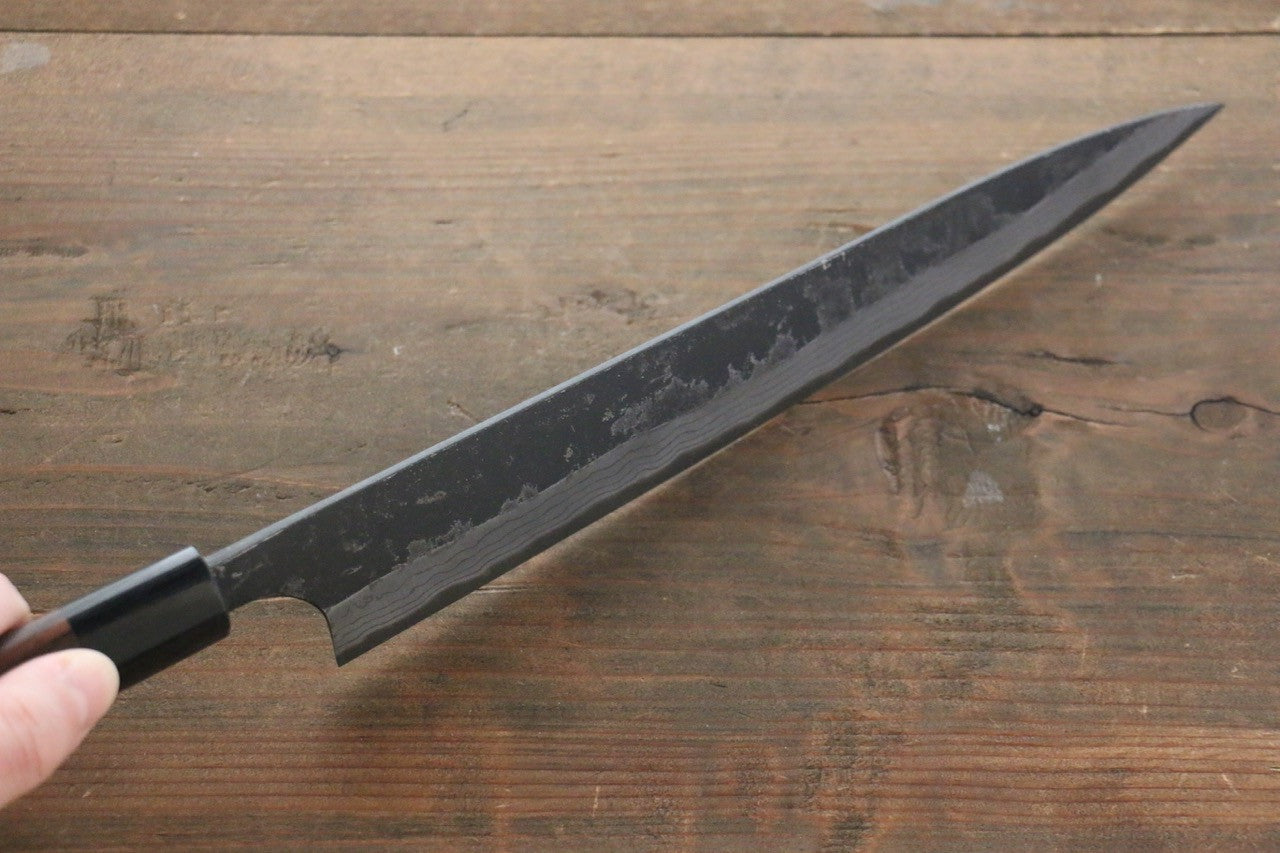 Shungo Ogata White Steel No.2 Kurouchi Damascus Sujihiki 240mm Shitan Handle - Seisuke Knife