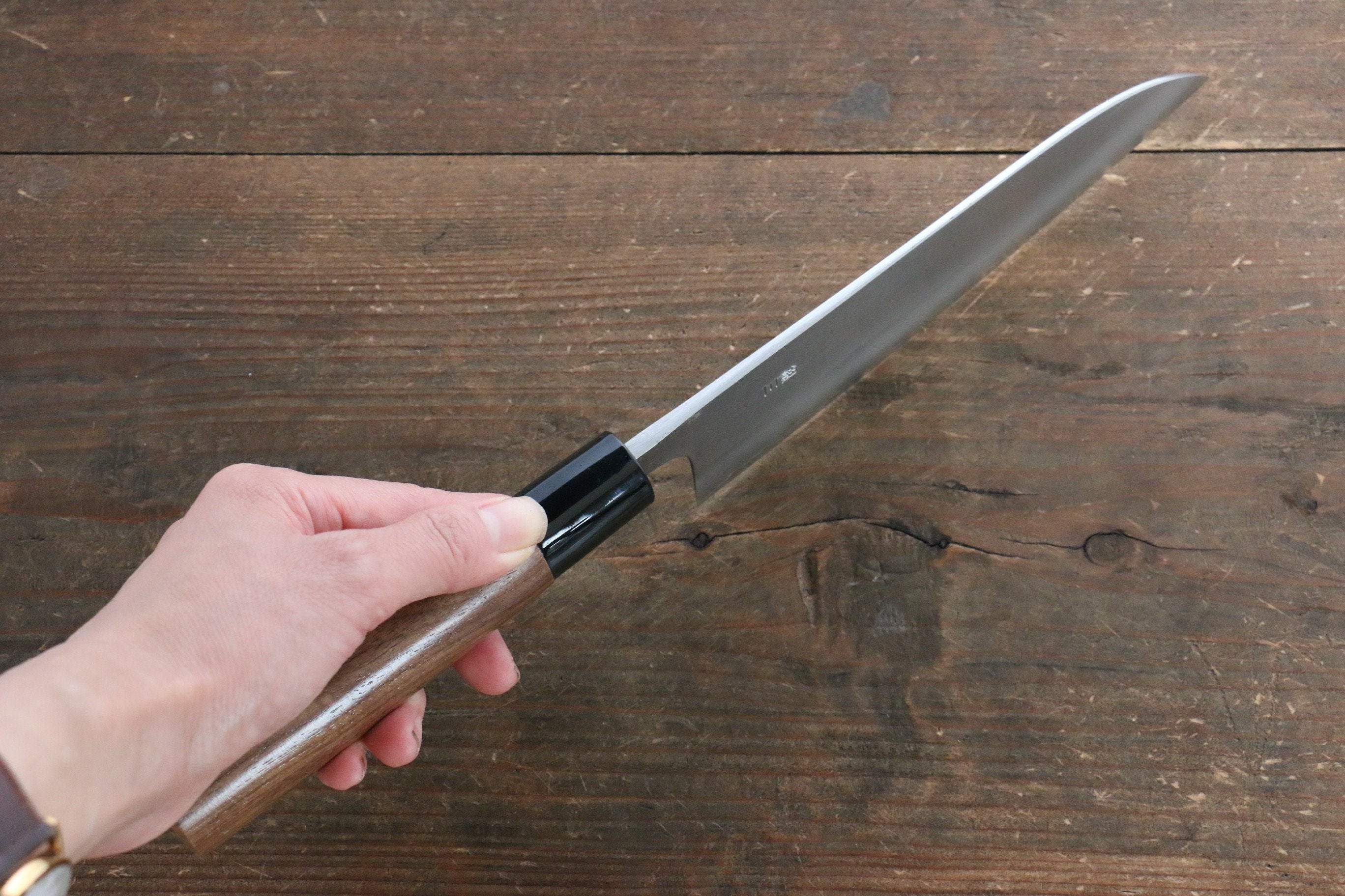Nao Yamamoto Silver Steel No.3 Nashiji Santoku 165mm Walnut Handle - Seisuke Knife