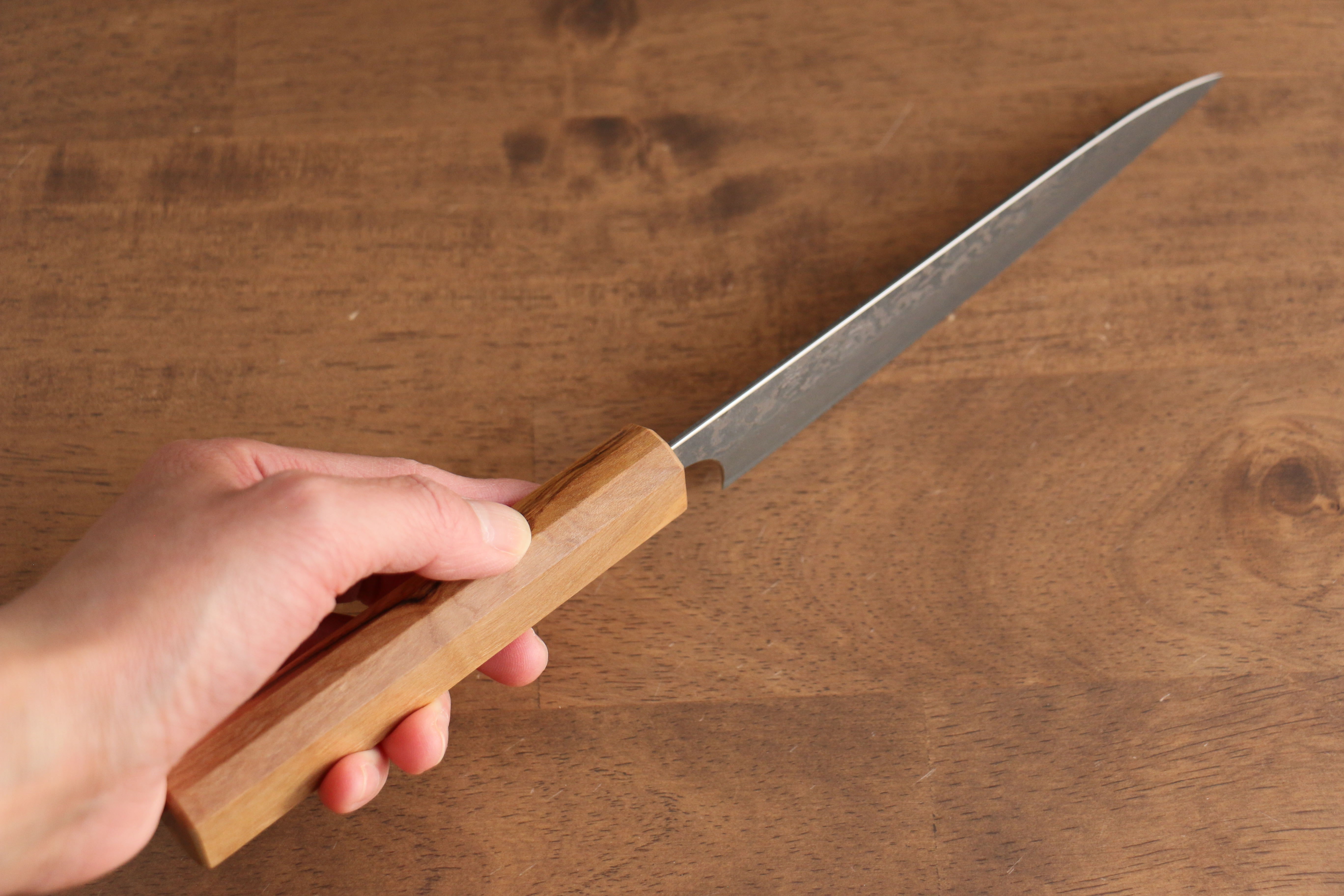Yoshimi Kato VG10 Damascus Petty-Utility 150mm with Olive Tree Handle - Seisuke Knife