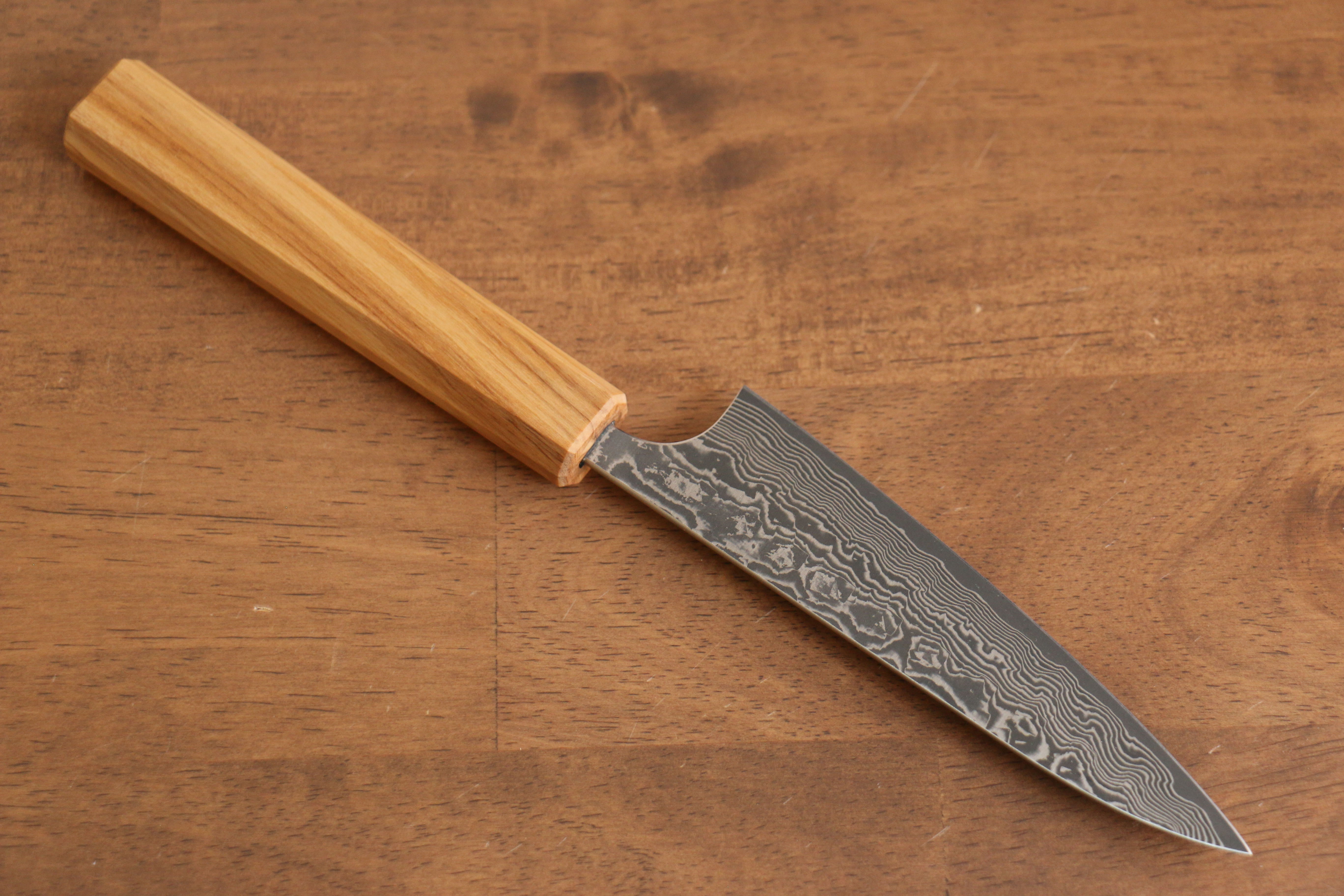 Yoshimi Kato VG10 Damascus Petty-Utility 120mm Olive tree Handle - Seisuke Knife