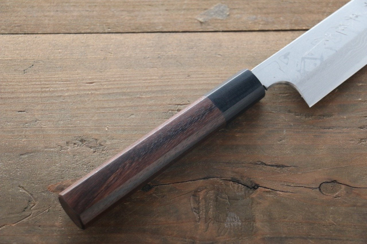 Hideo Kitaoka White Steel No.2 Damascus Kiritsuke Yanagiba Japanese Chef Knife 210mm - Seisuke Knife