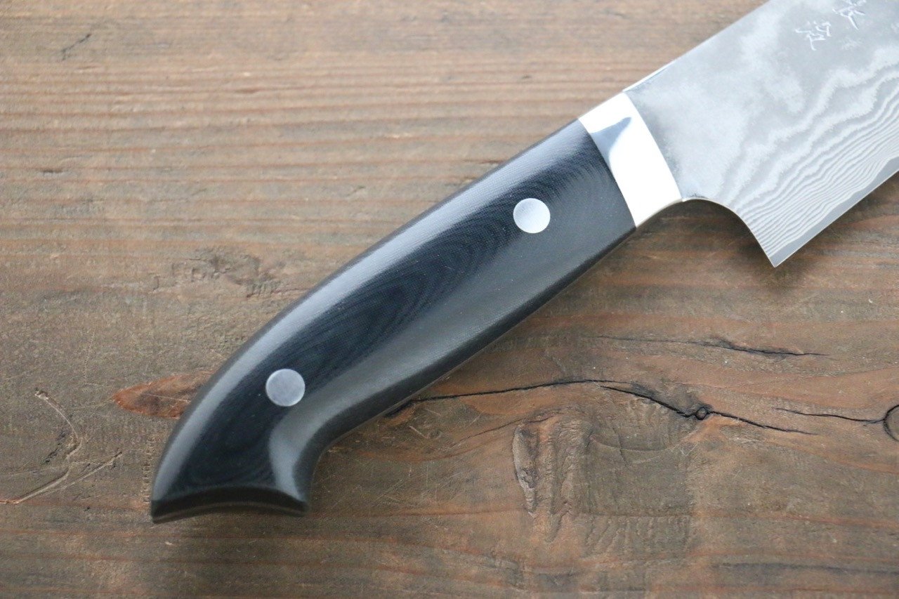 Takeshi Saji VG10 Black Damascus Gyuto 180mm Black Micarta Handle - Seisuke Knife