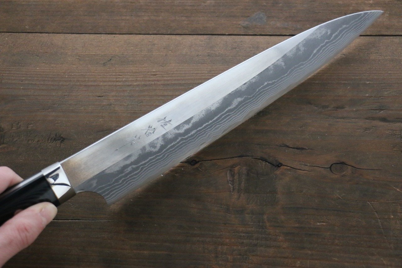 Takeshi Saji Blue Super Gyuto 240mm Black Micarta Handle - Seisuke Knife