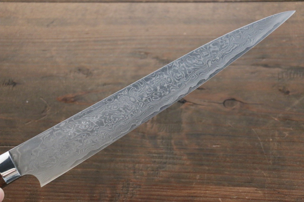 Takeshi Saji SG2 Diamond Finish Damascus Sujihiki 240mm Ironwood Handle - Seisuke Knife