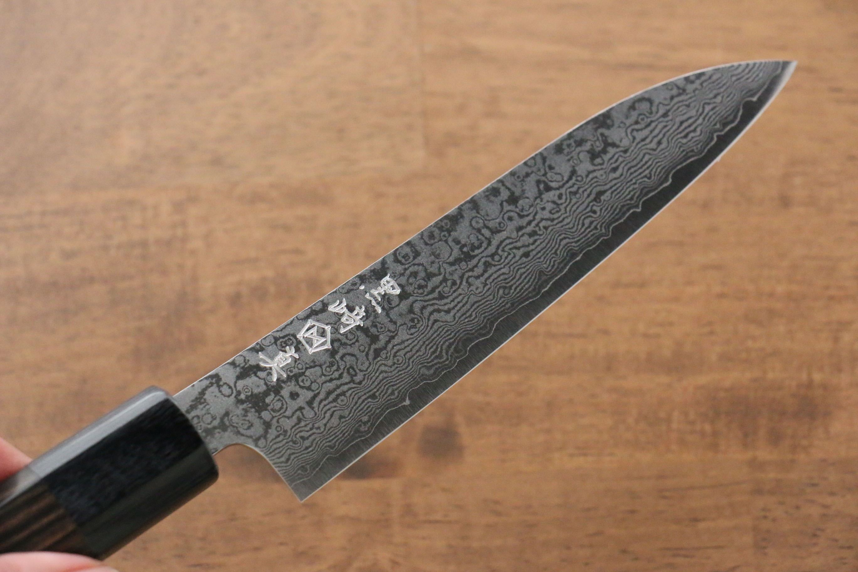Makoto Kurosaki VG10 Damascus Petty-Utility 135mm Ebony Wood Handle - Seisuke Knife