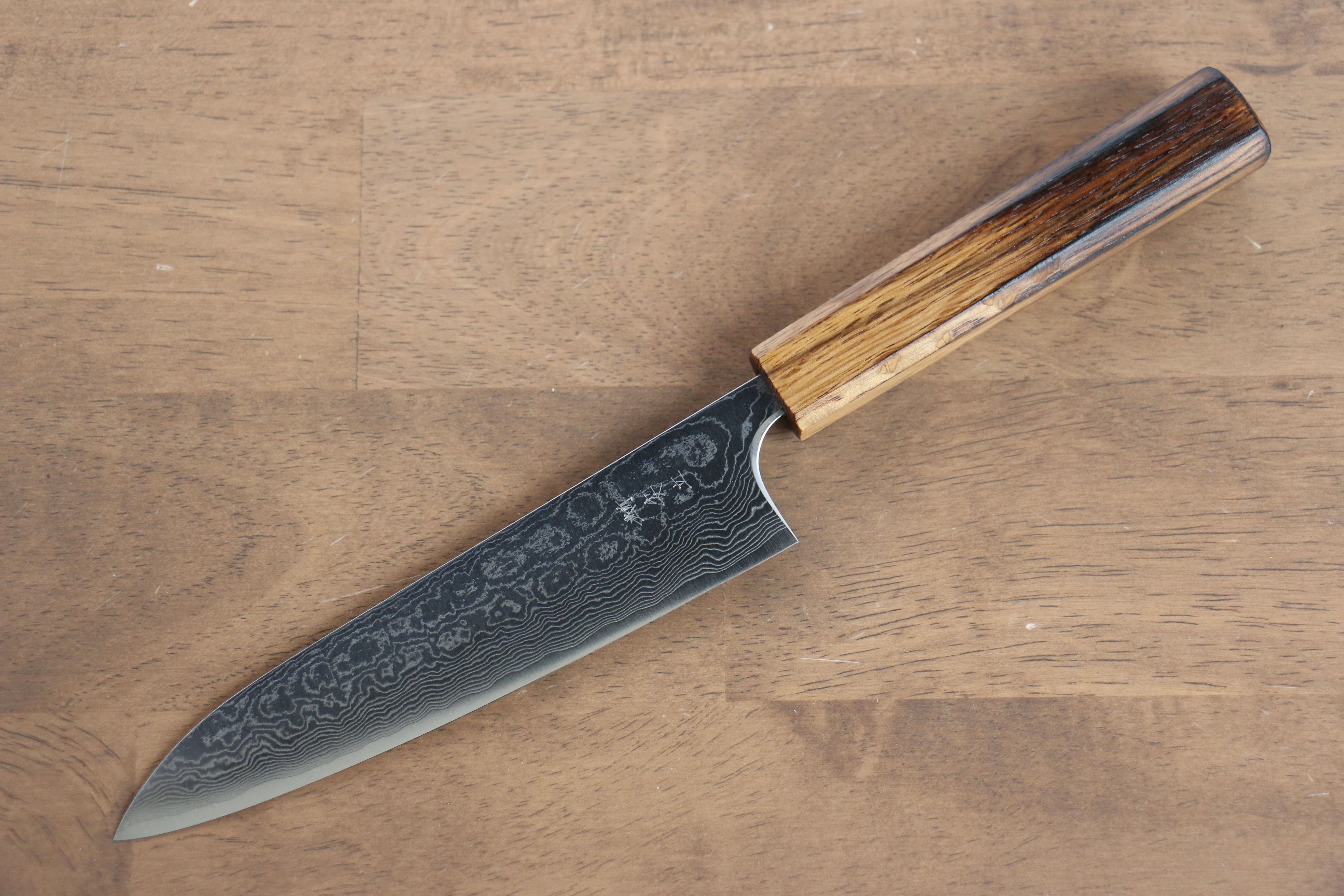 Anryu VG10 Migaki Damascus Petty-Utility 150mm Burnt Oak Handle - Seisuke Knife