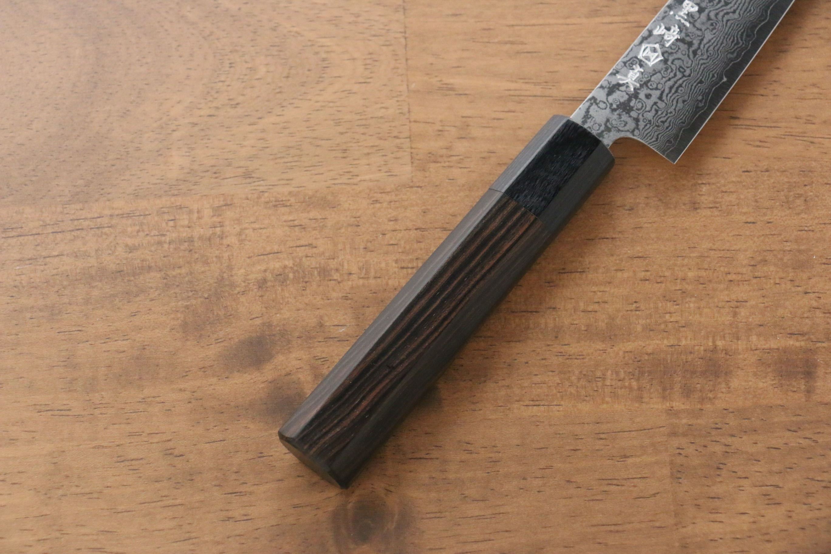 Makoto Kurosaki VG10 Damascus Petty-Utility 135mm Ebony Wood Handle - Seisuke Knife