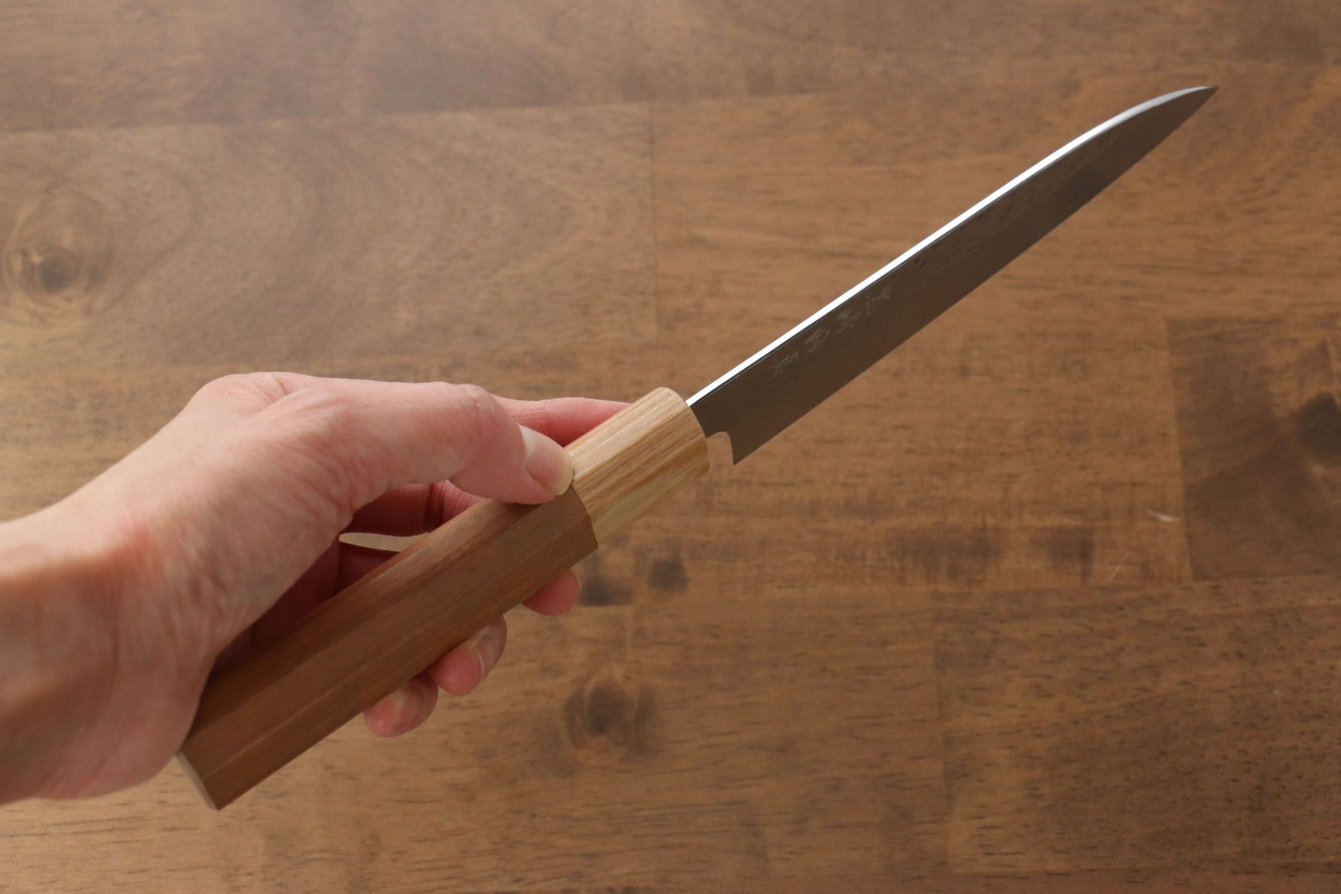 Makoto Kurosaki SG2 Hammered(Maru) Petty-Utility 135mm Cherry Wood Handle - Seisuke Knife