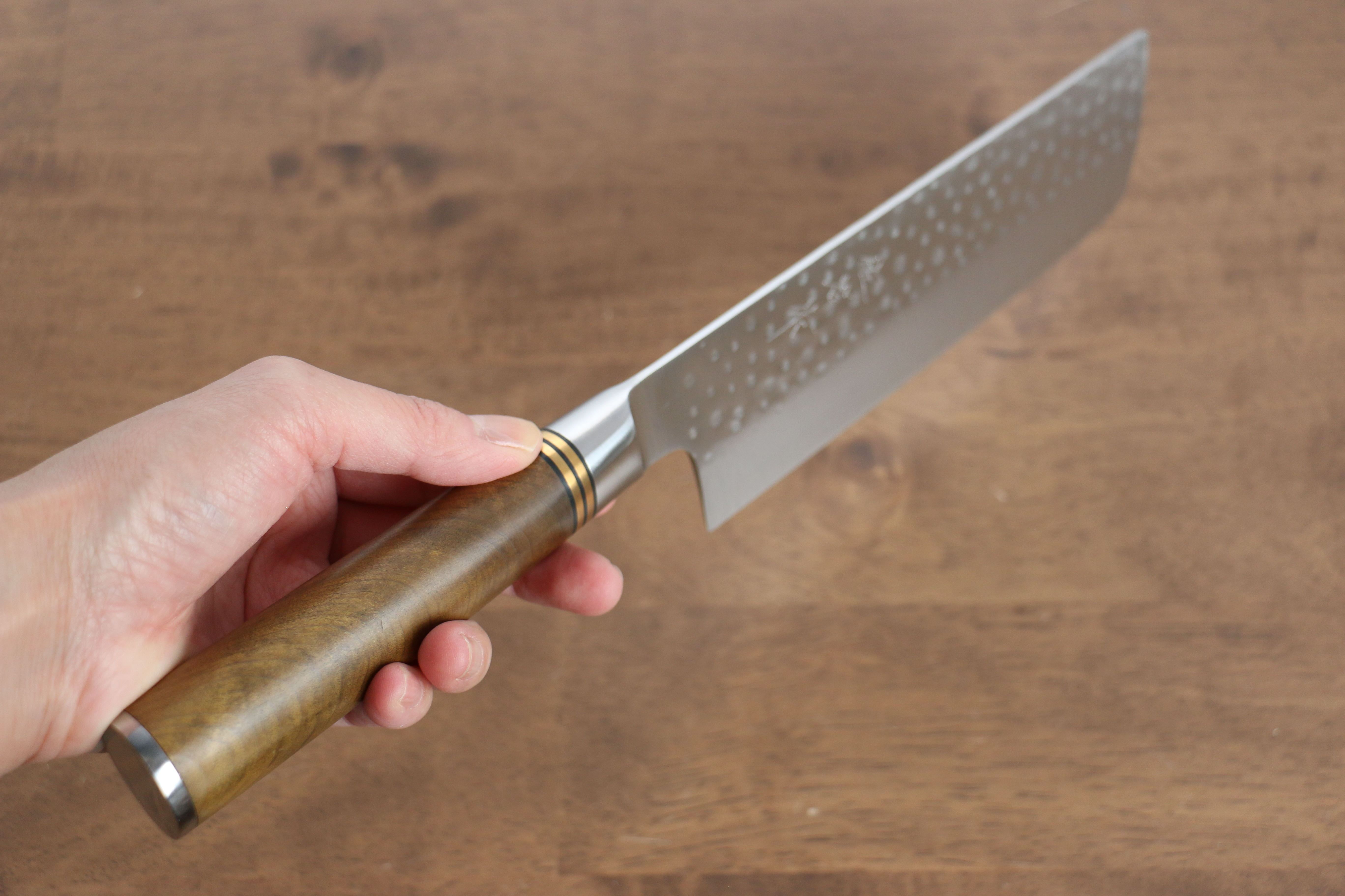 Takeshi Saji SG2 Hammered(Maru) Nakiri 165mm Chinese Quince Handle - Seisuke Knife
