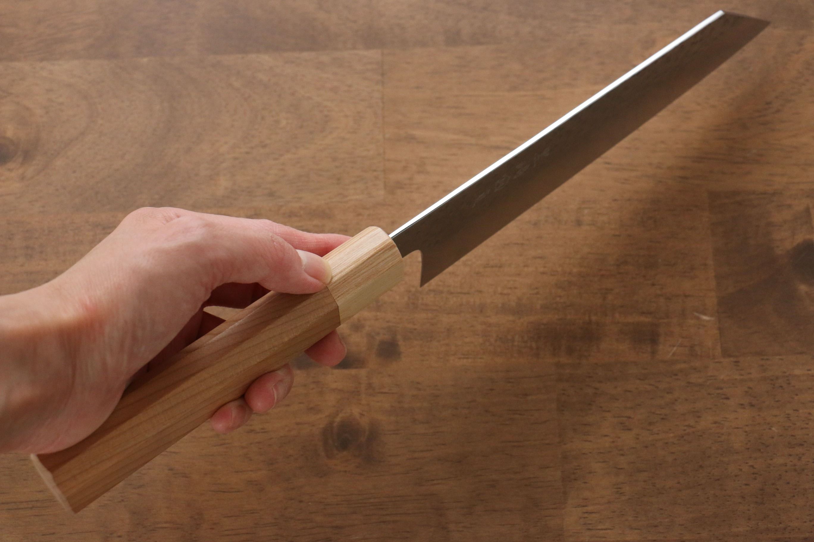 Makoto Kurosaki SG2 Hammered(Maru) Bunka 180mm Cherry Wood Handle - Seisuke Knife