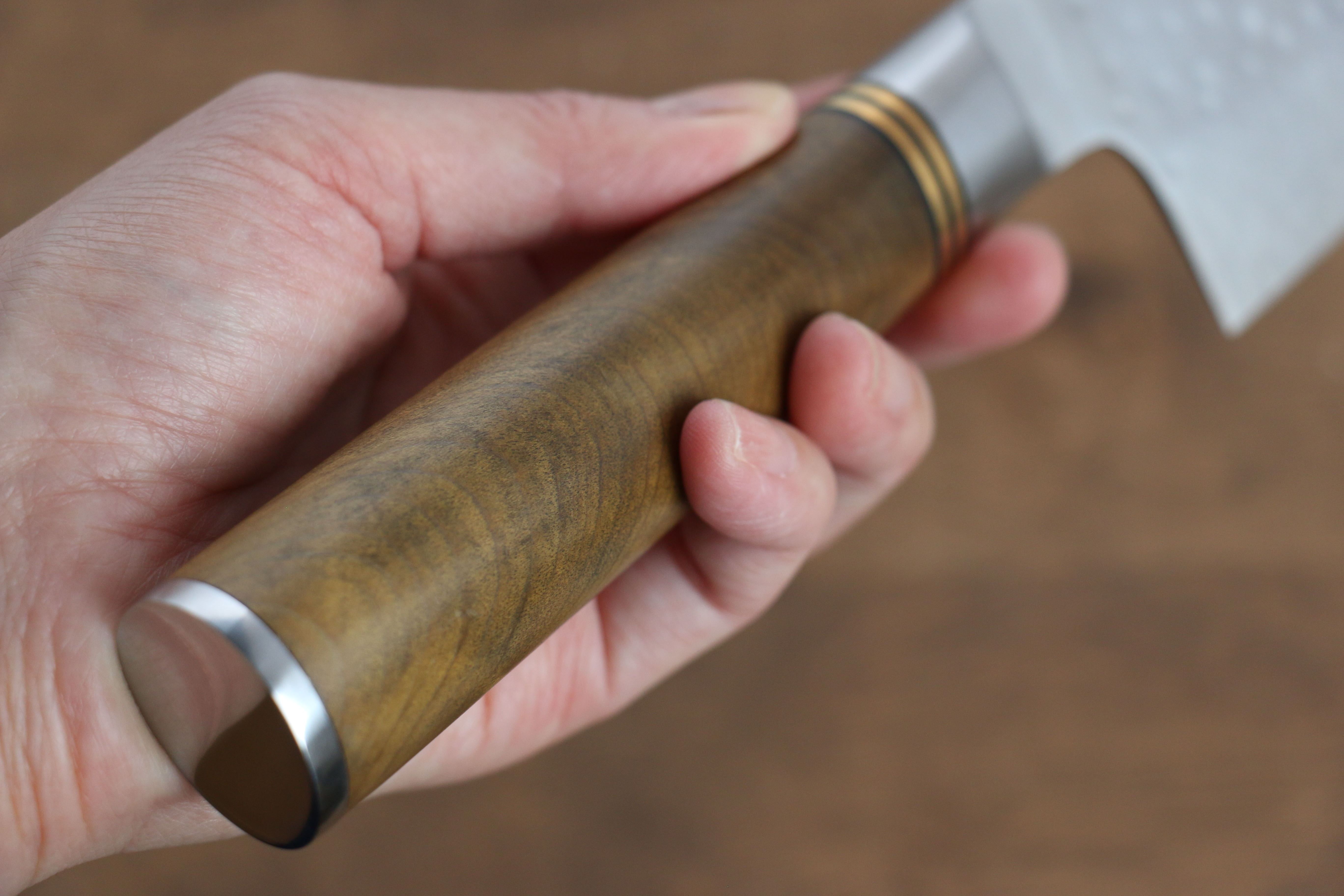 Takeshi Saji SG2 Hammered(Maru) Nakiri 165mm Chinese Quince Handle - Seisuke Knife